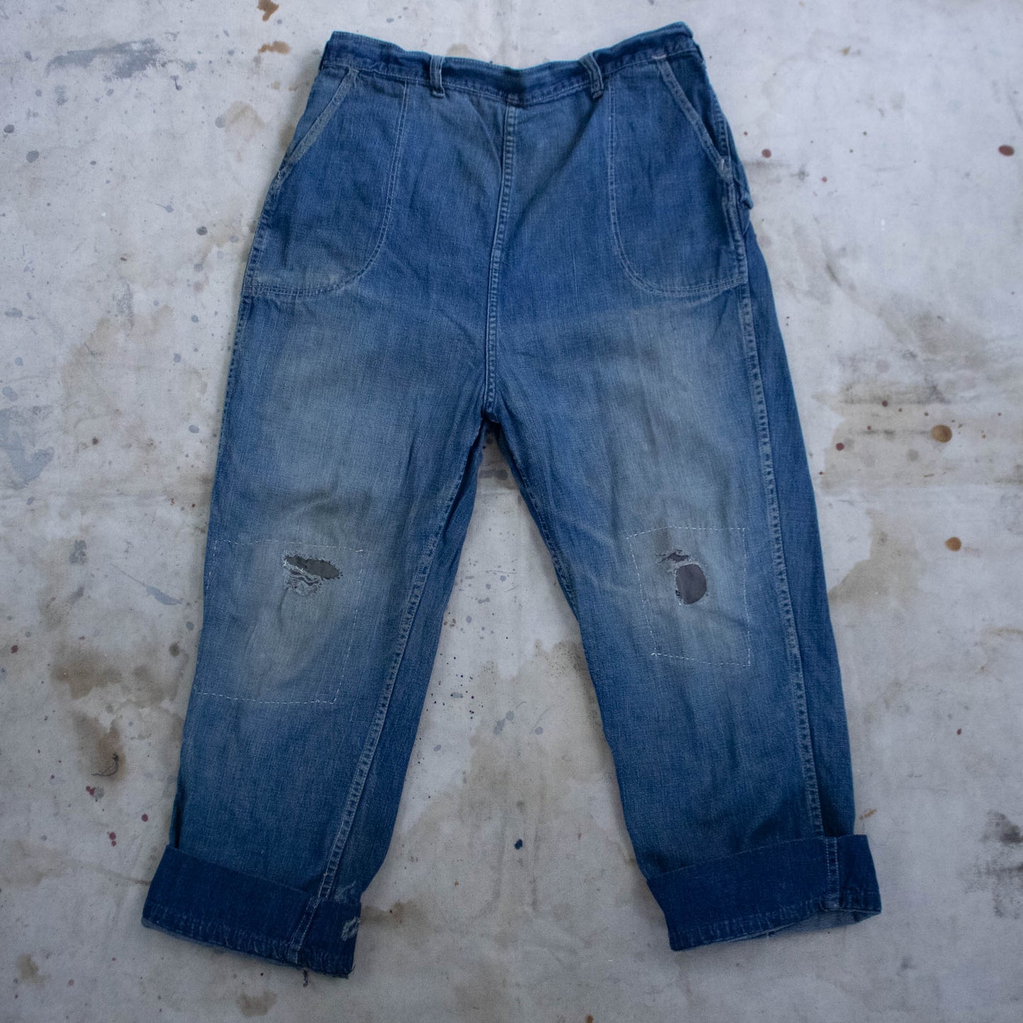 Side Zip Jeans with Original Repairs