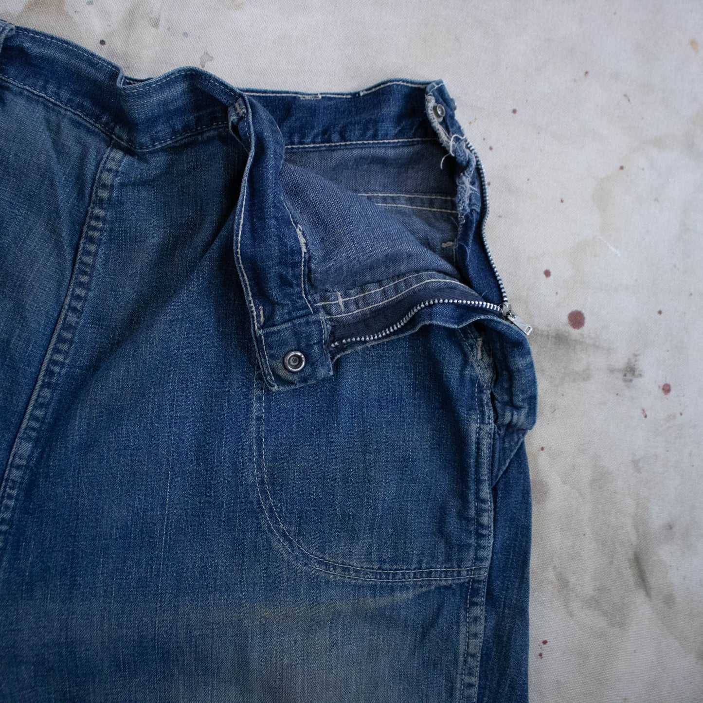Side Zip Jeans with Original Repairs