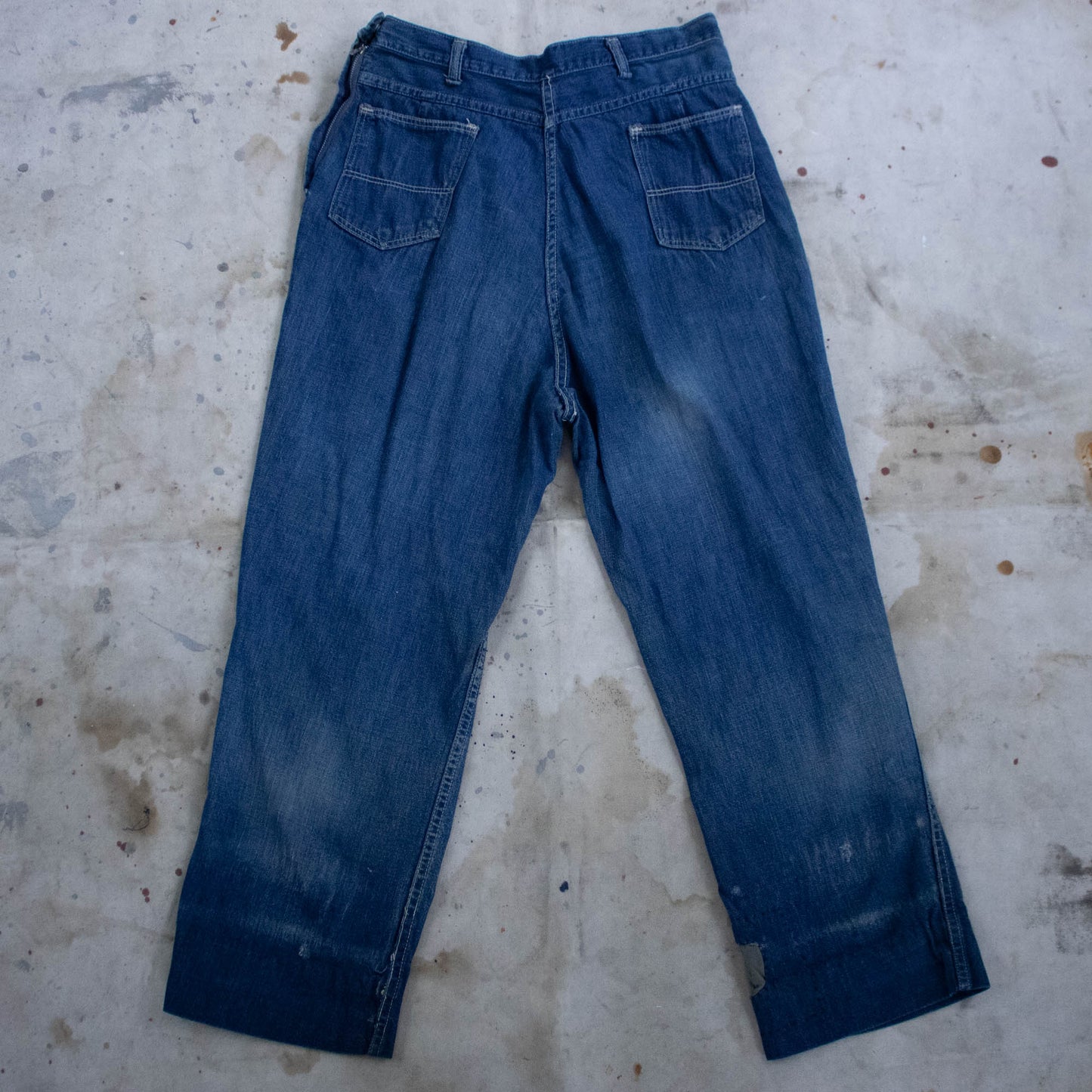 Side Zip Jeans with Original Repairs