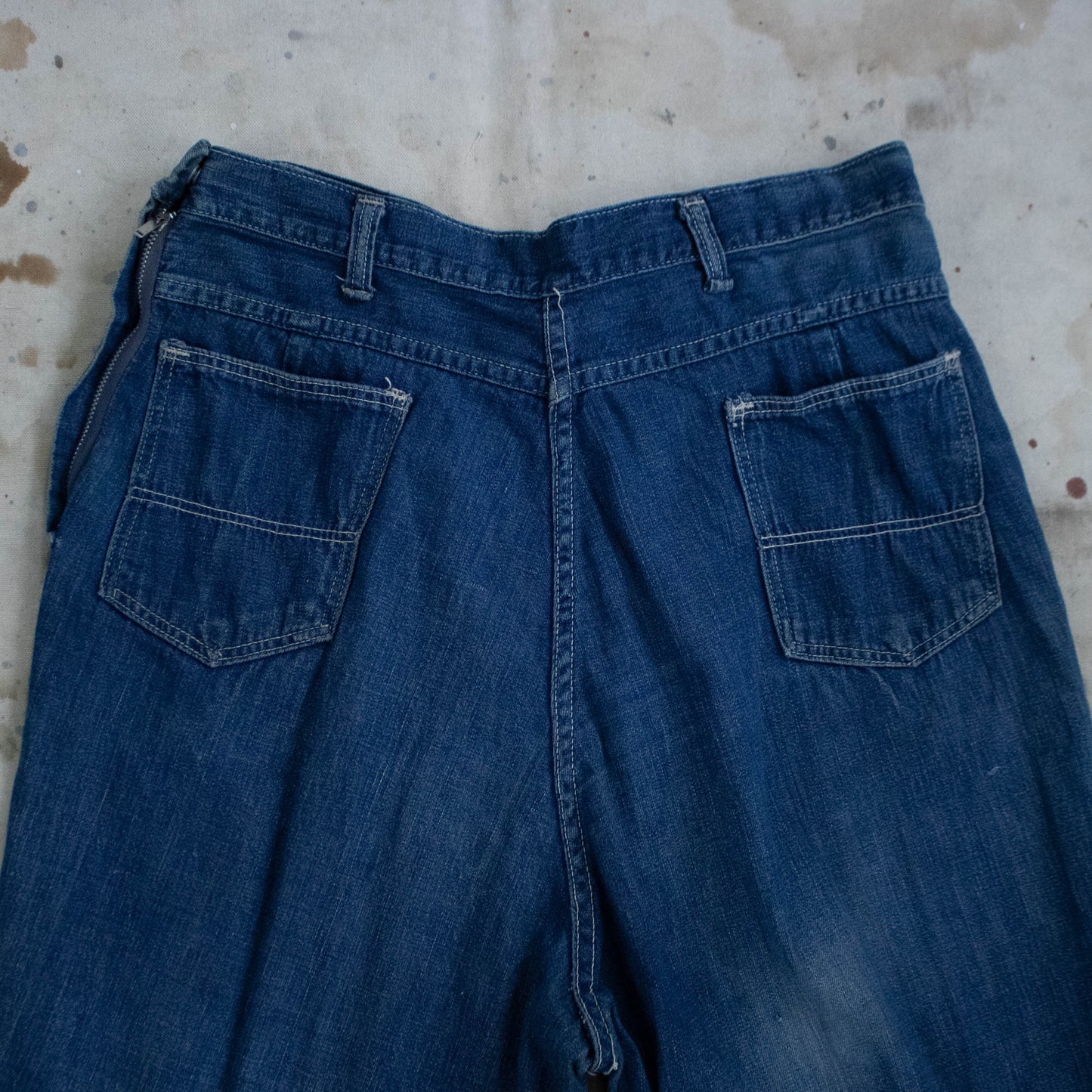 Side Zip Jeans with Original Repairs
