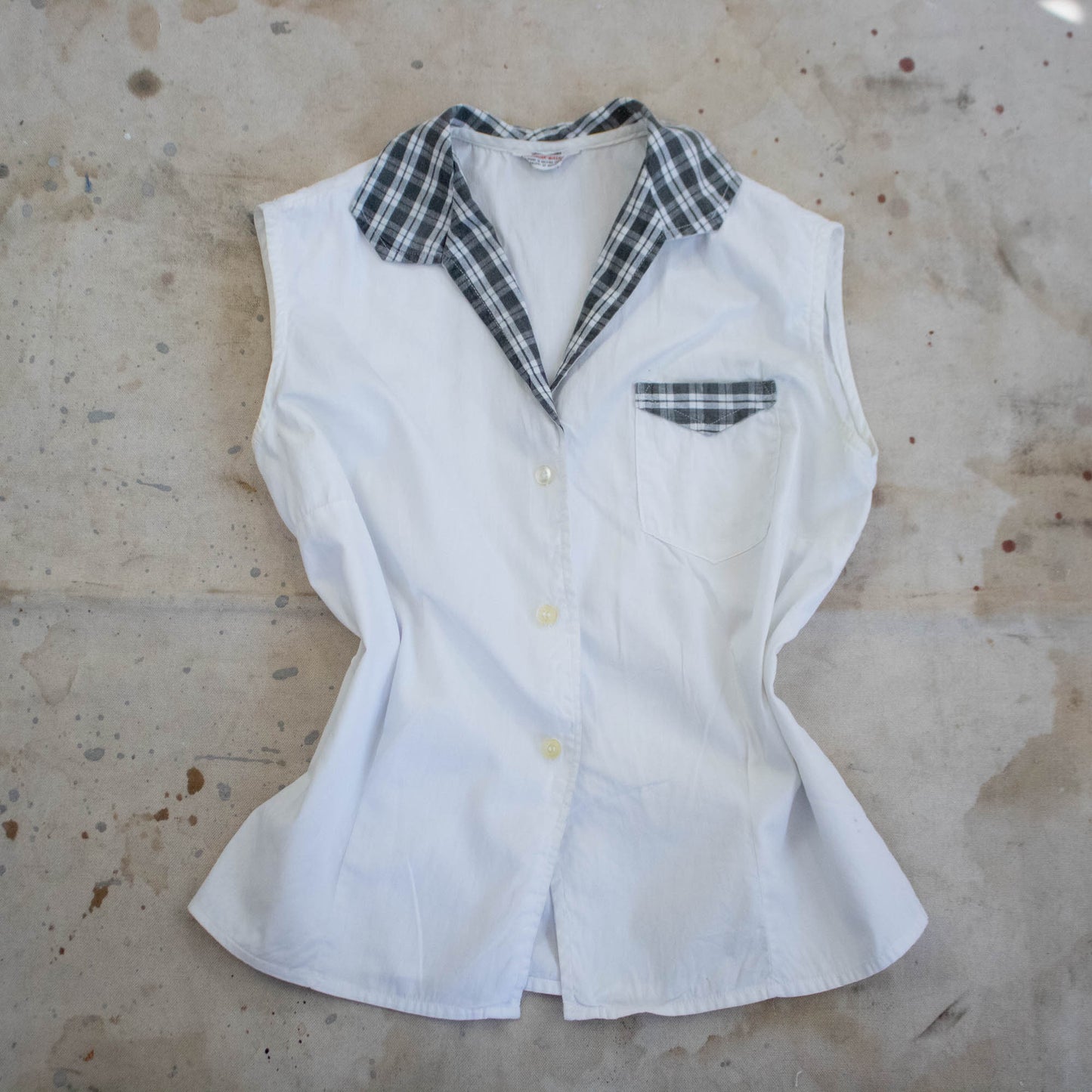 50s Gingham Trimmed Blouse