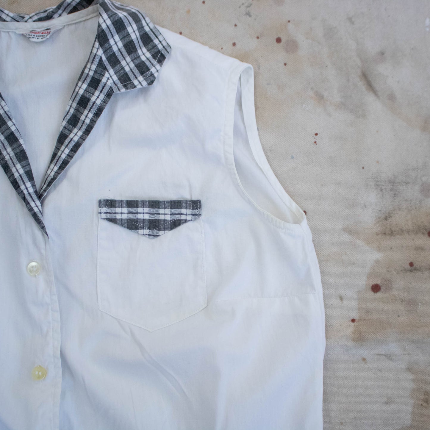 50s Gingham Trimmed Blouse