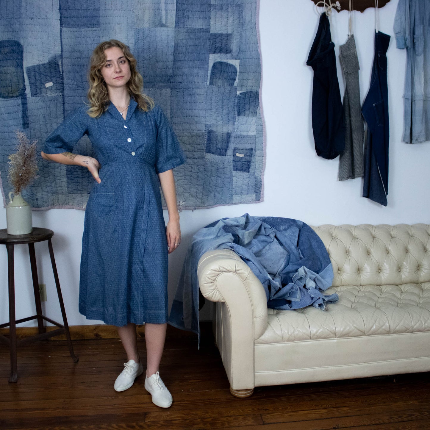 Blue Calico Wrap Dress
