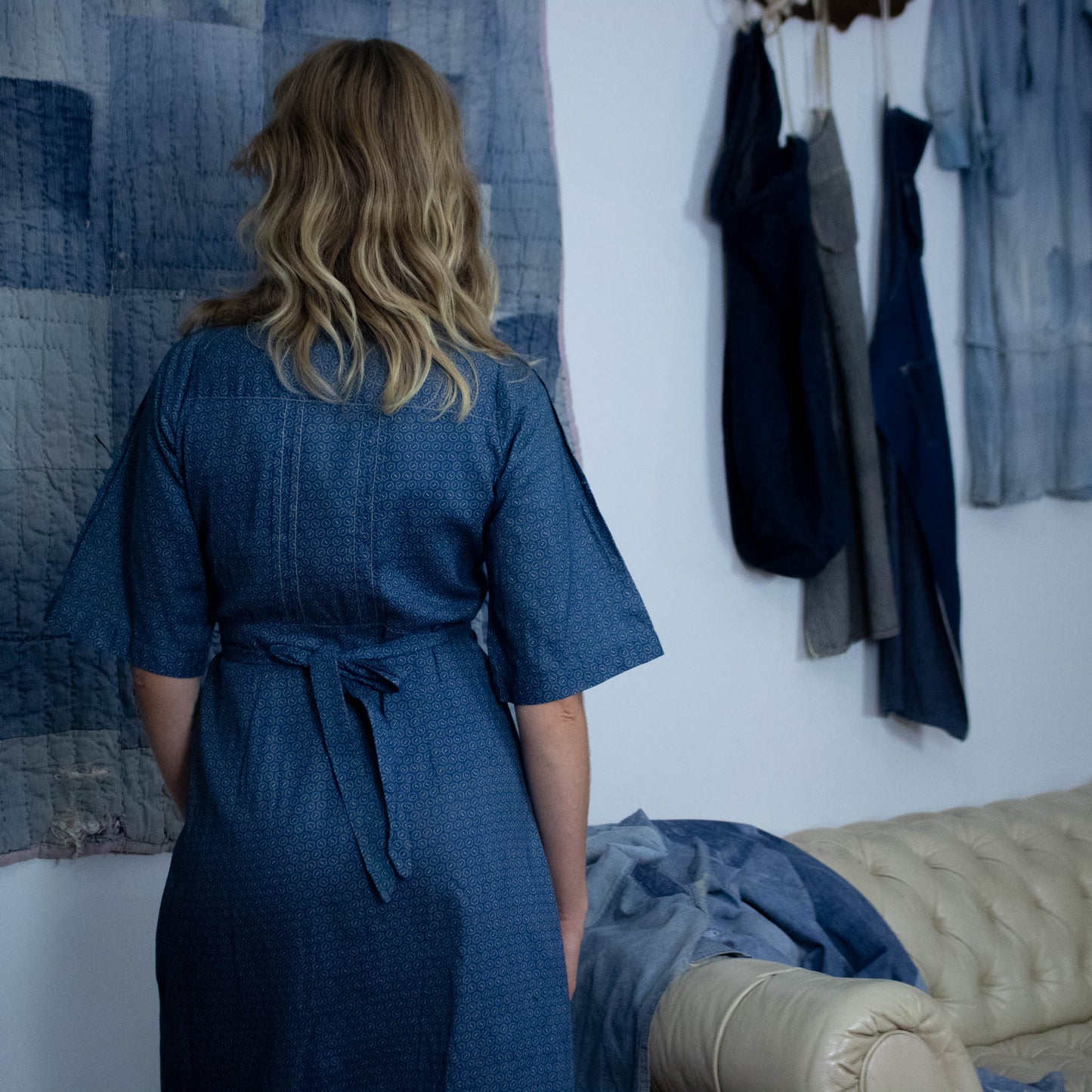 Blue Calico Wrap Dress