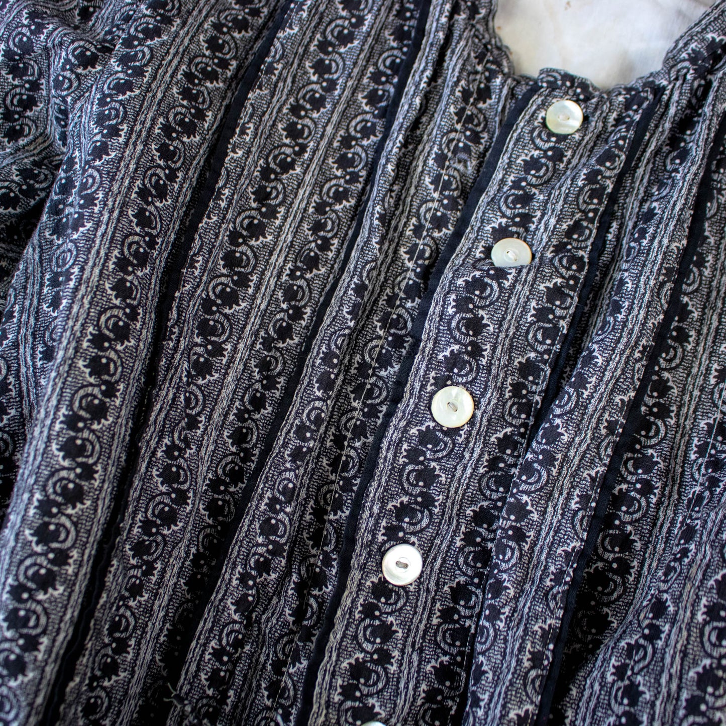 Black Calico Wrapper Blouse