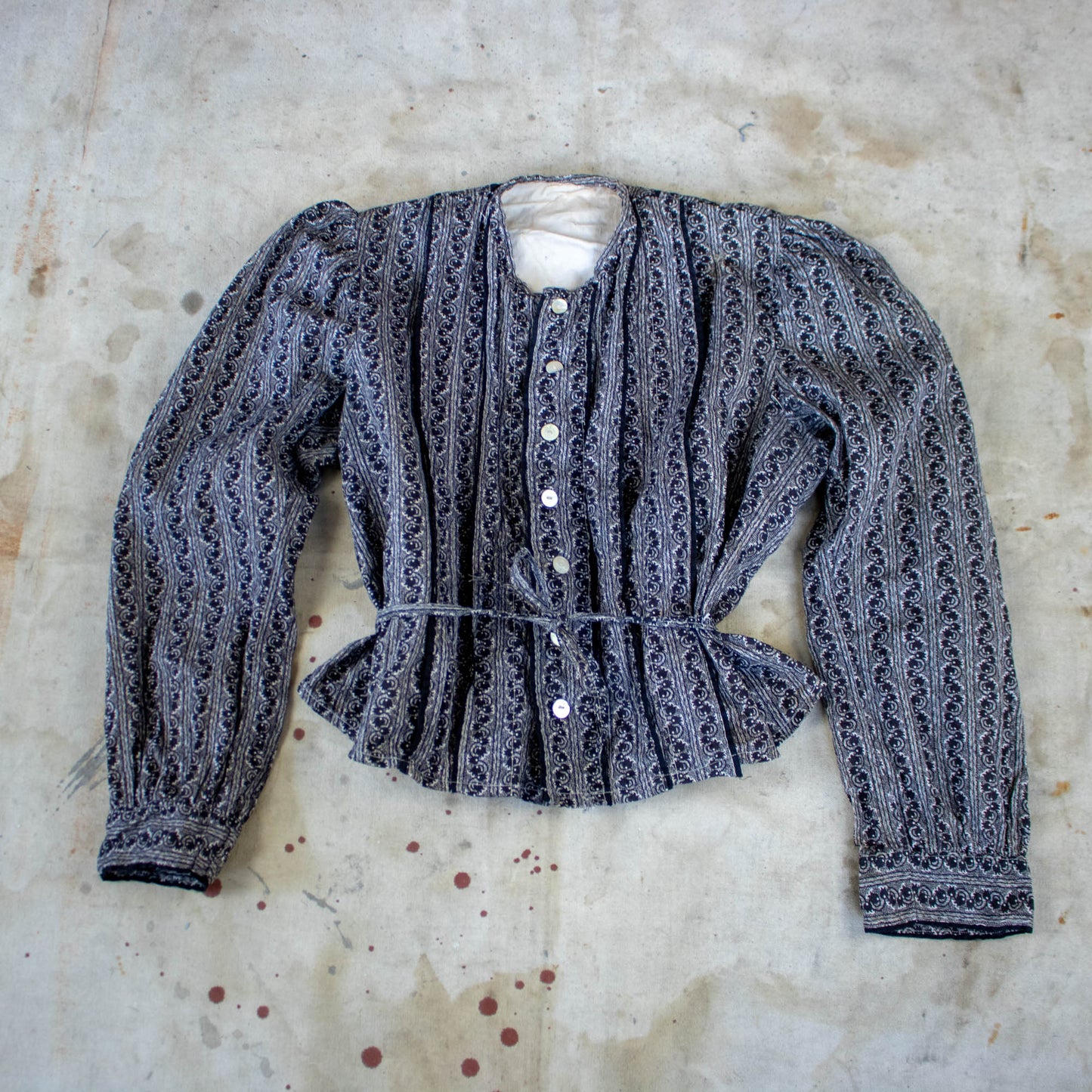 Black Calico Wrapper Blouse