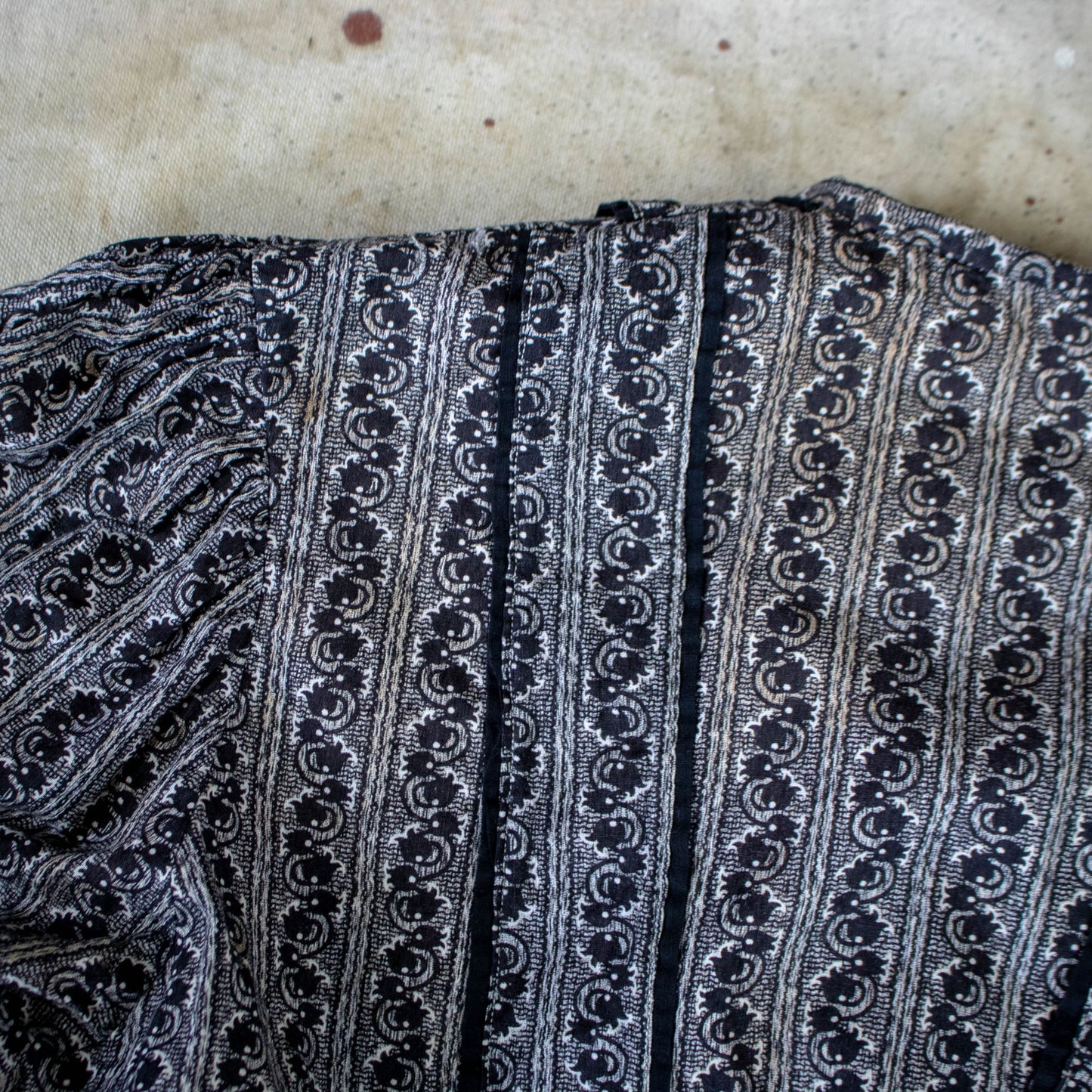 Black Calico Wrapper Blouse