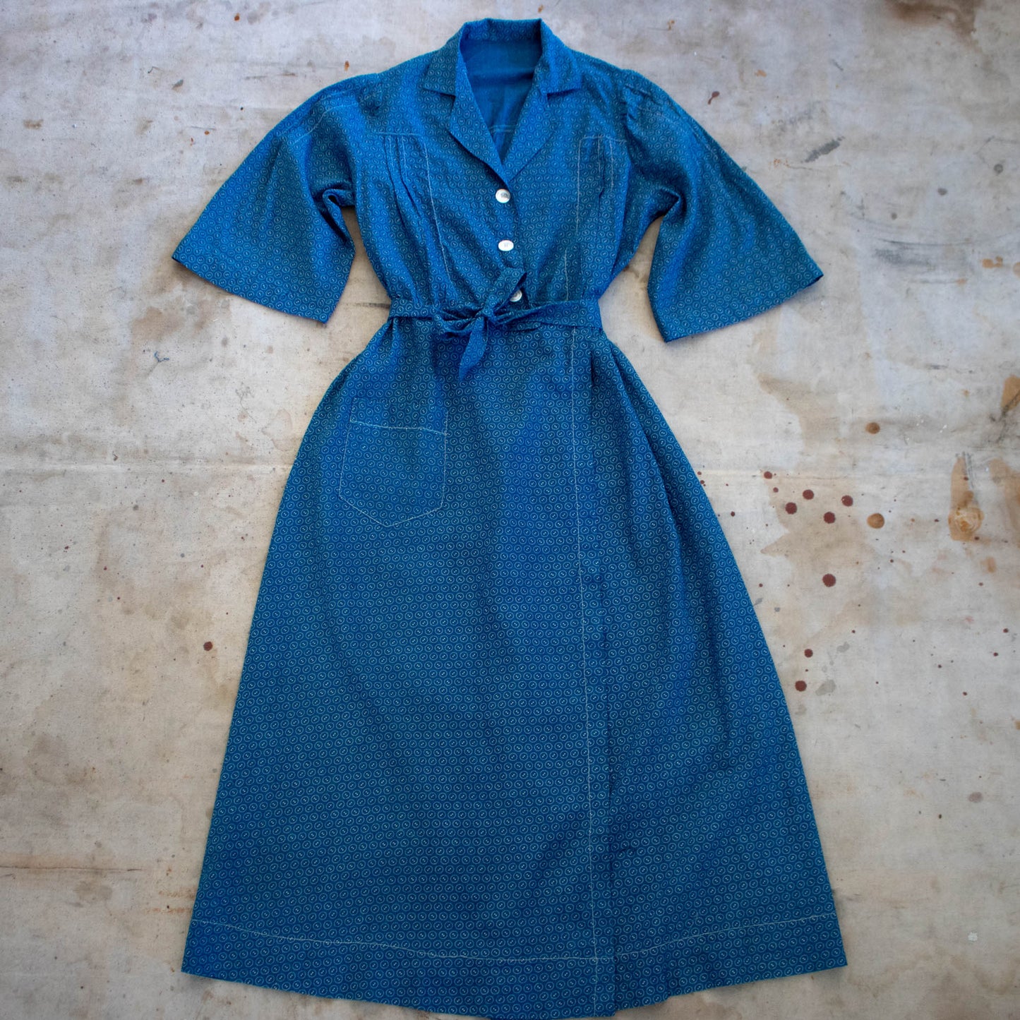 Blue Calico Wrap Dress