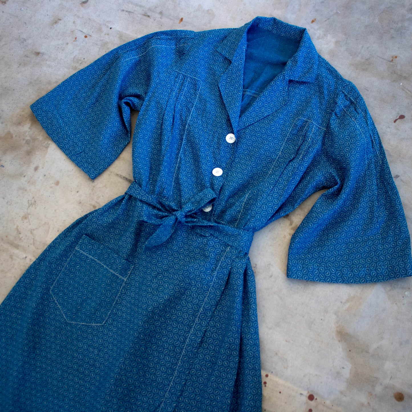 Blue Calico Wrap Dress