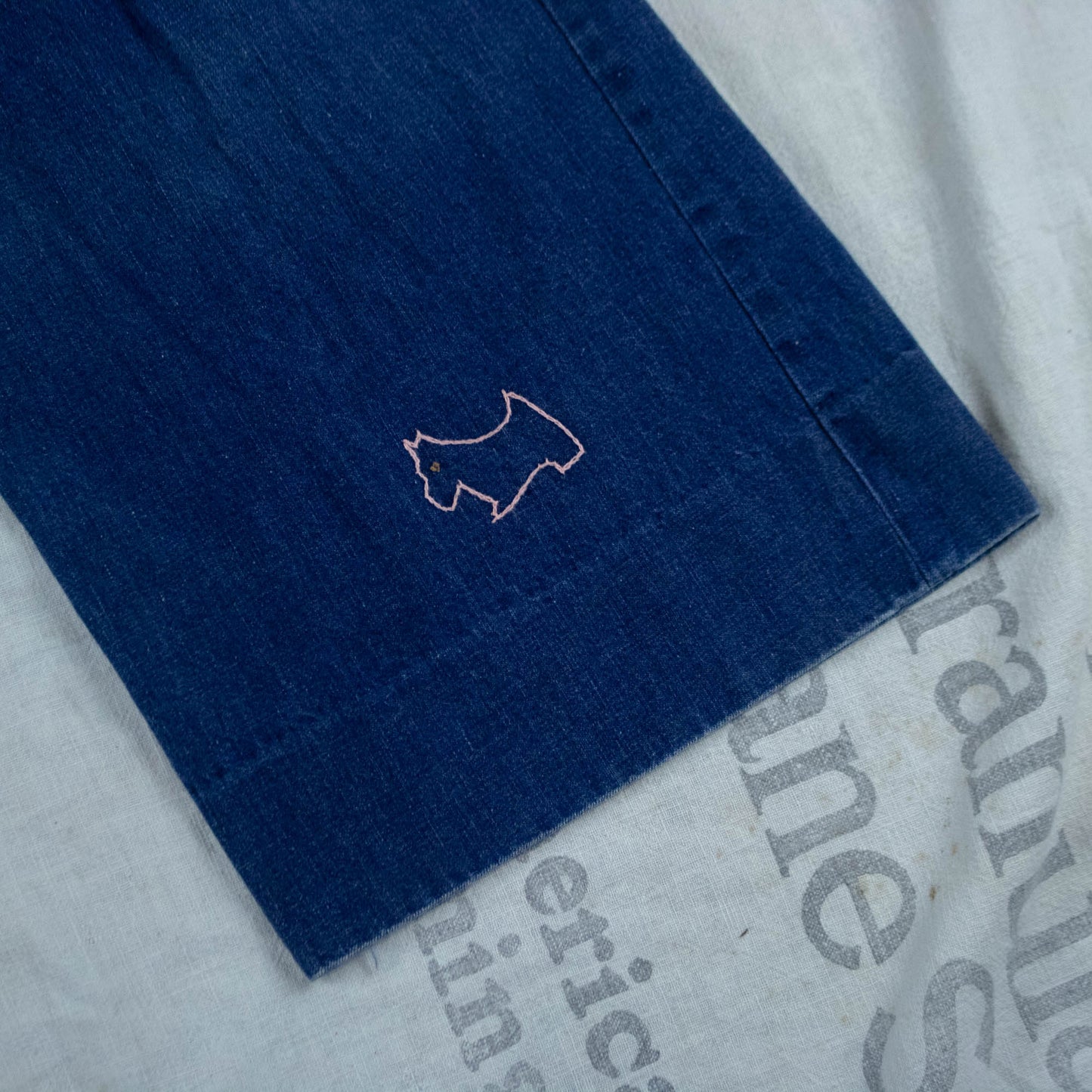 70s Flares with Embroidered Dogs