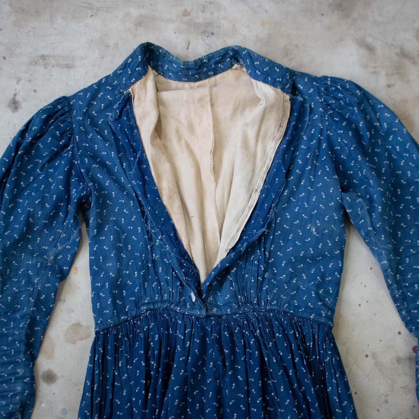 Antique Indigo Calico Dress