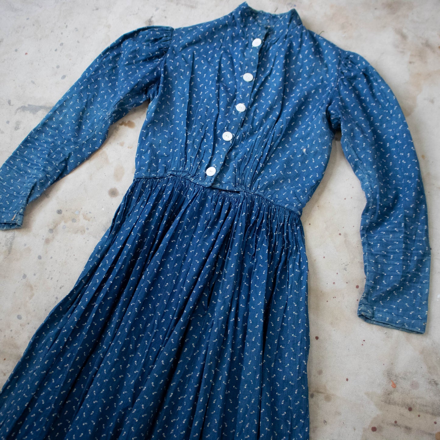 Antique Indigo Calico Dress