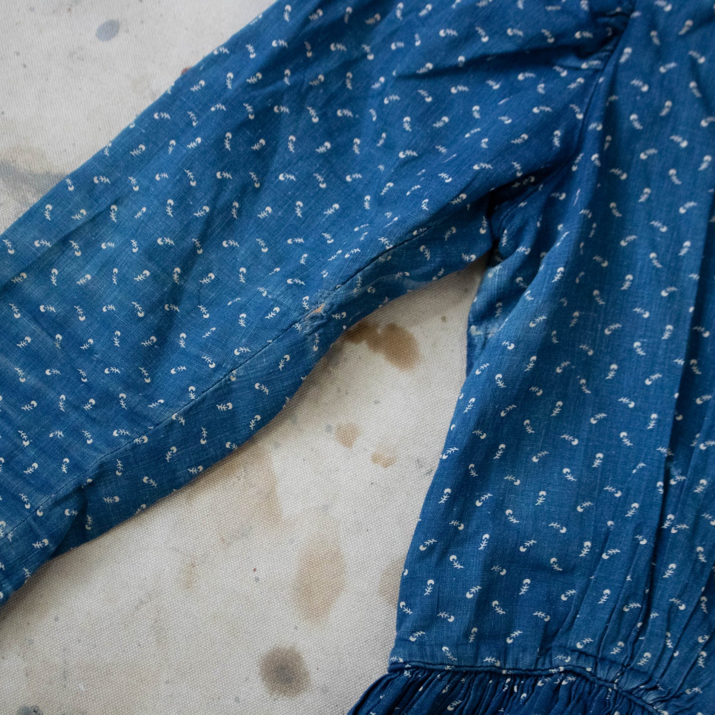 Antique Indigo Calico Dress