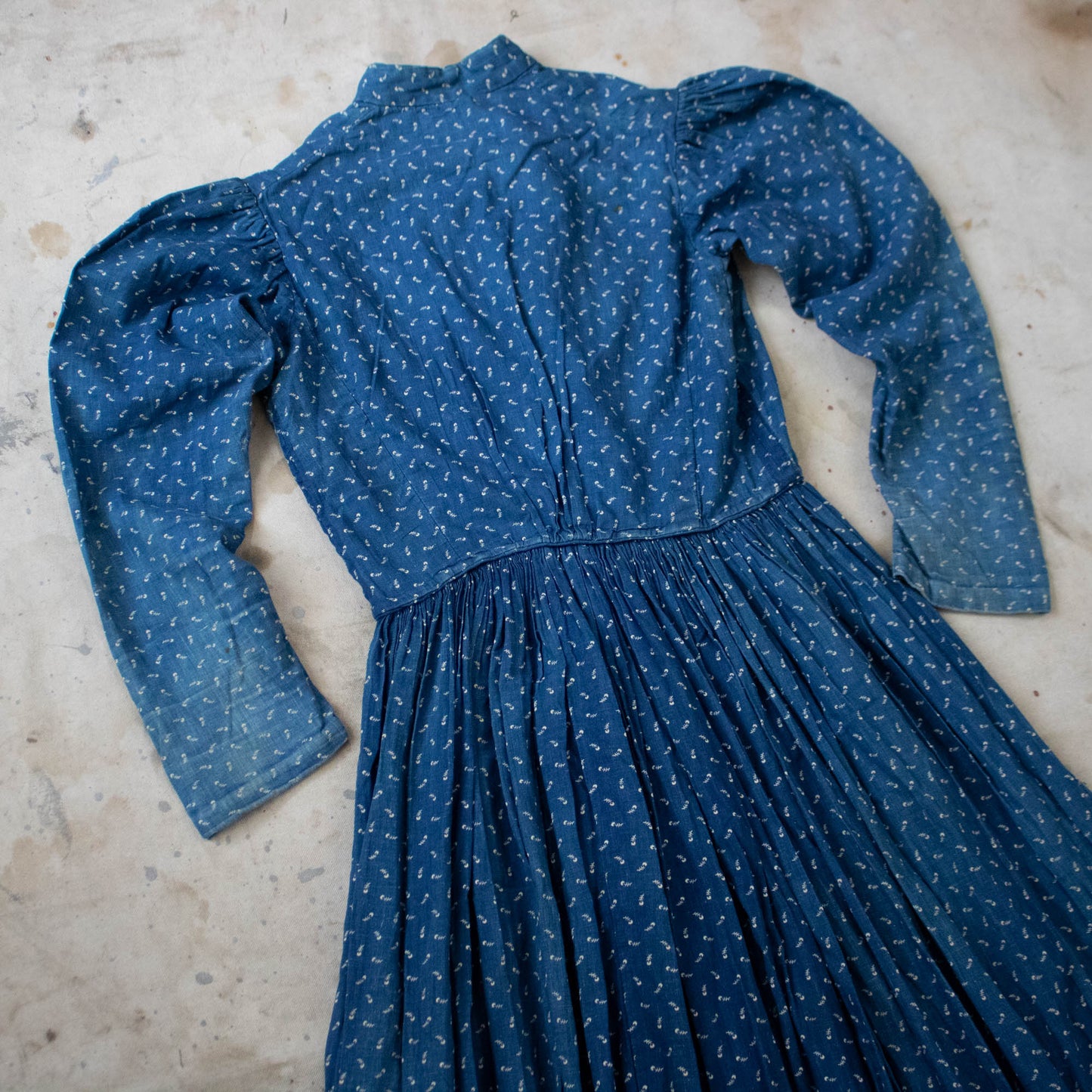 Antique Indigo Calico Dress