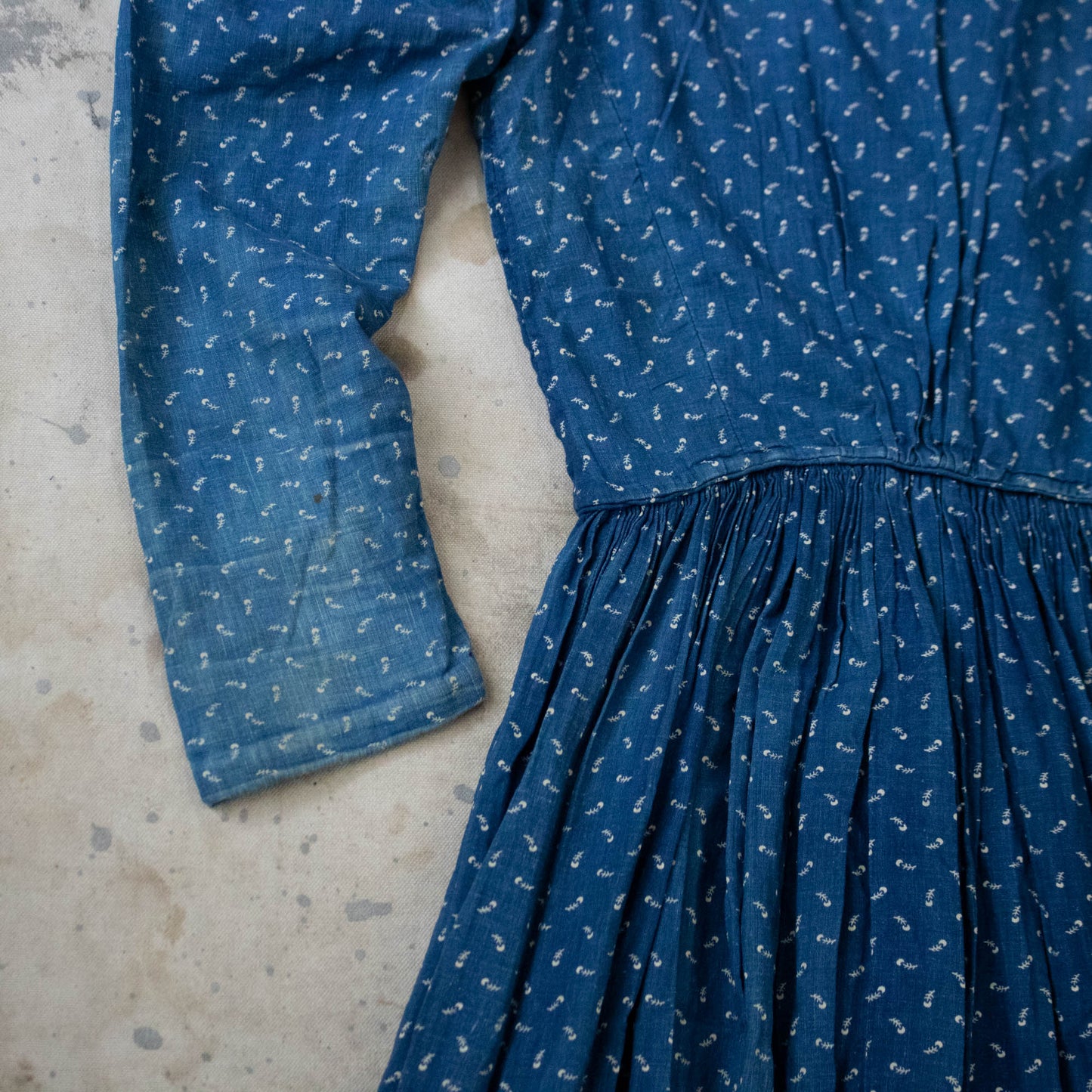 Antique Indigo Calico Dress