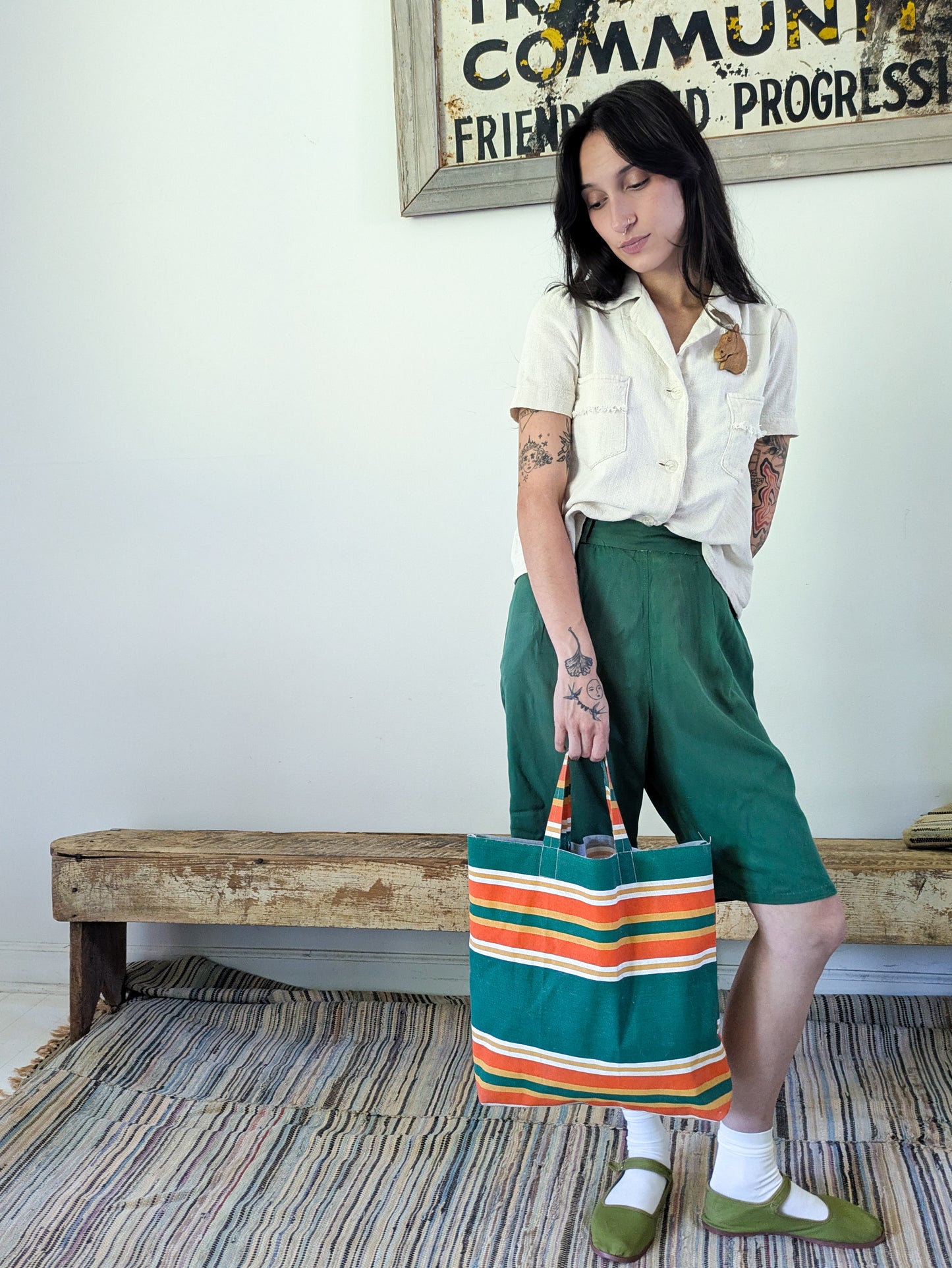 Handmade Awning Tote