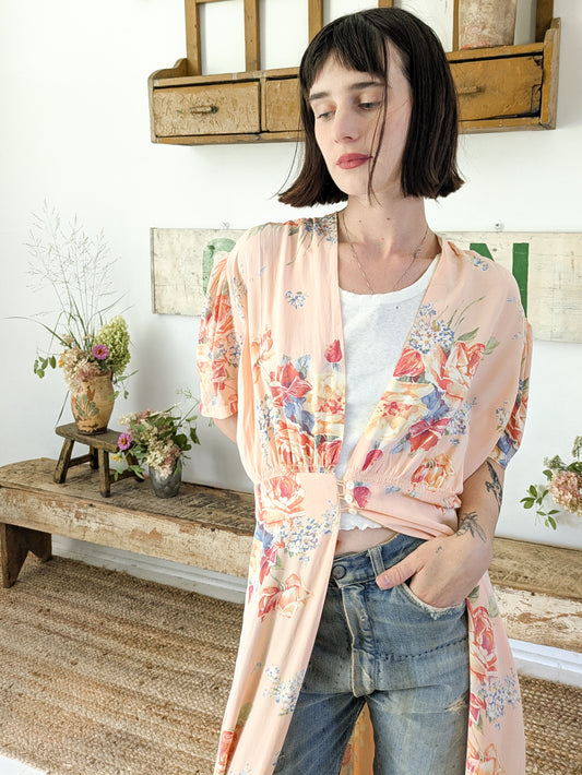 40s Floral Dressing Gown