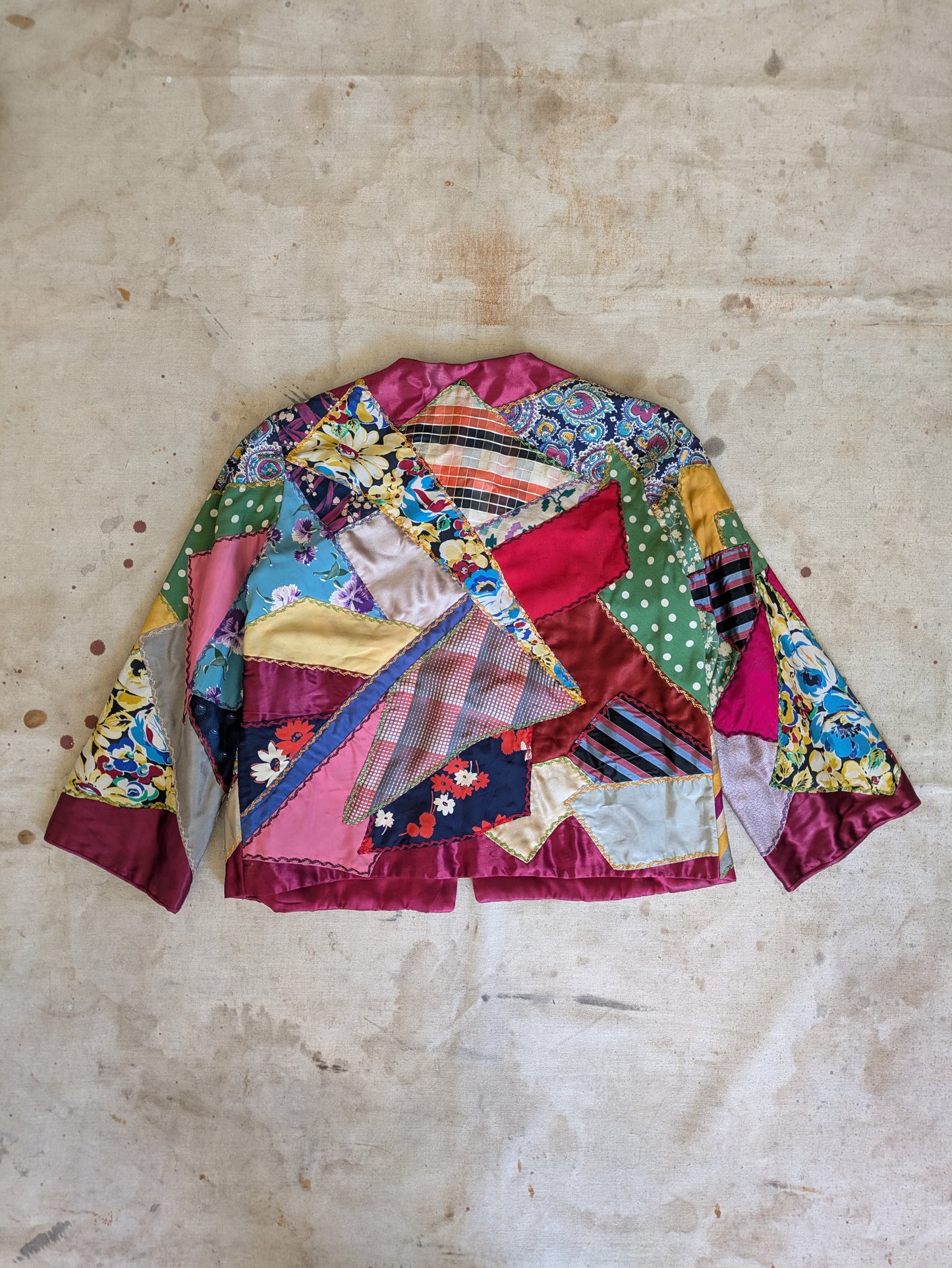 1930s Satin Crazy Quilt Jacket