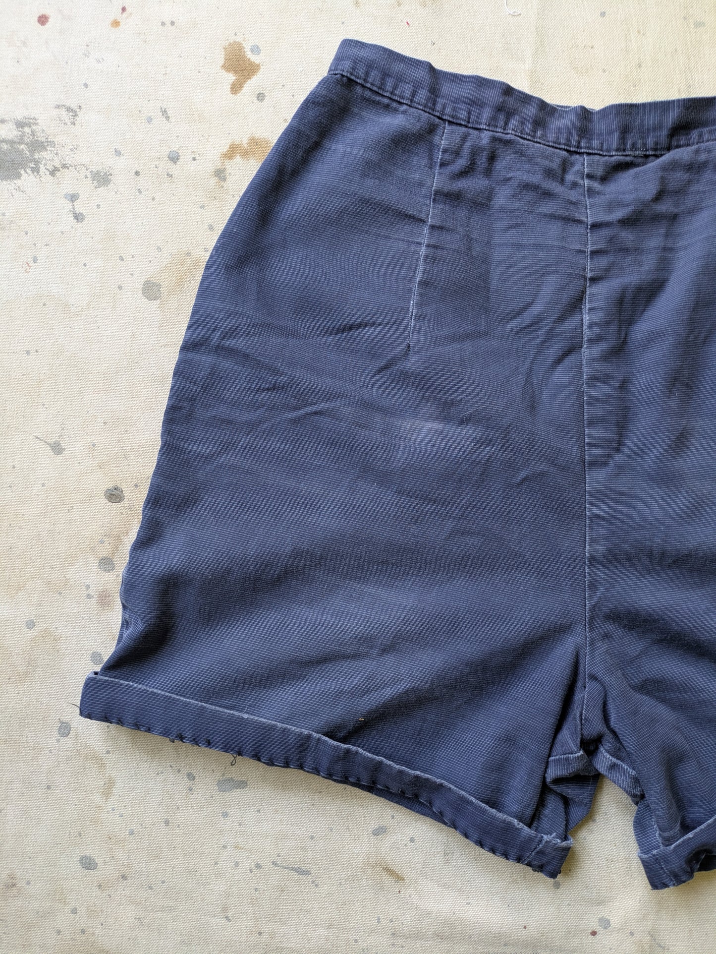 Faded Indigo Cotton Shorts