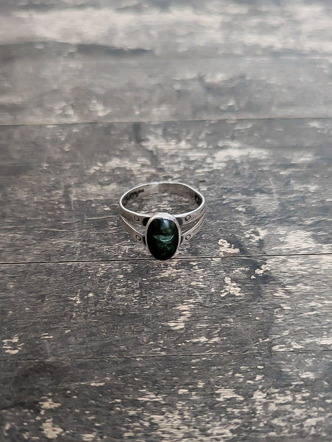 Green Turquoise Stamped Ring