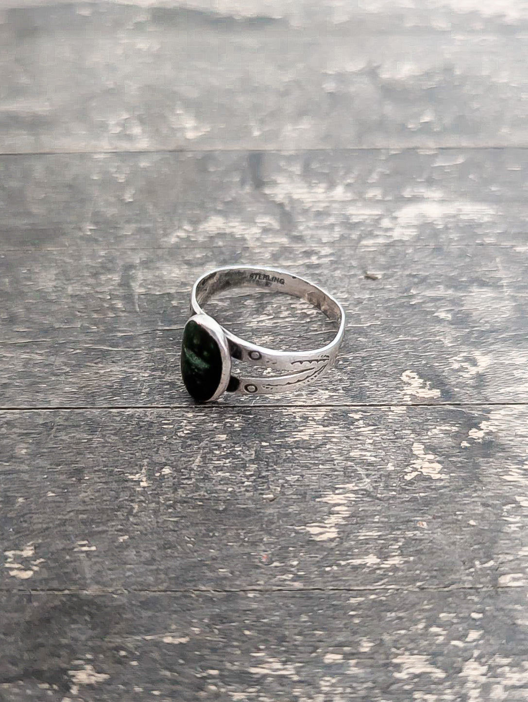 Green Turquoise Stamped Ring