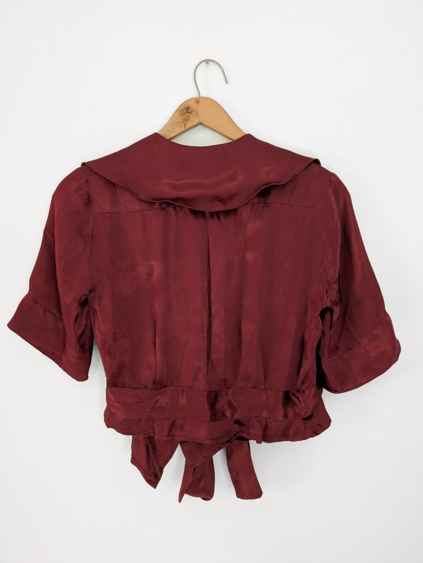 40s Satin Wrap Turned Blouse