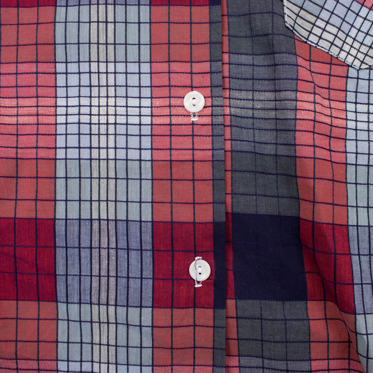 50's Xs Small Deadstock Plaid Button Up Blouse