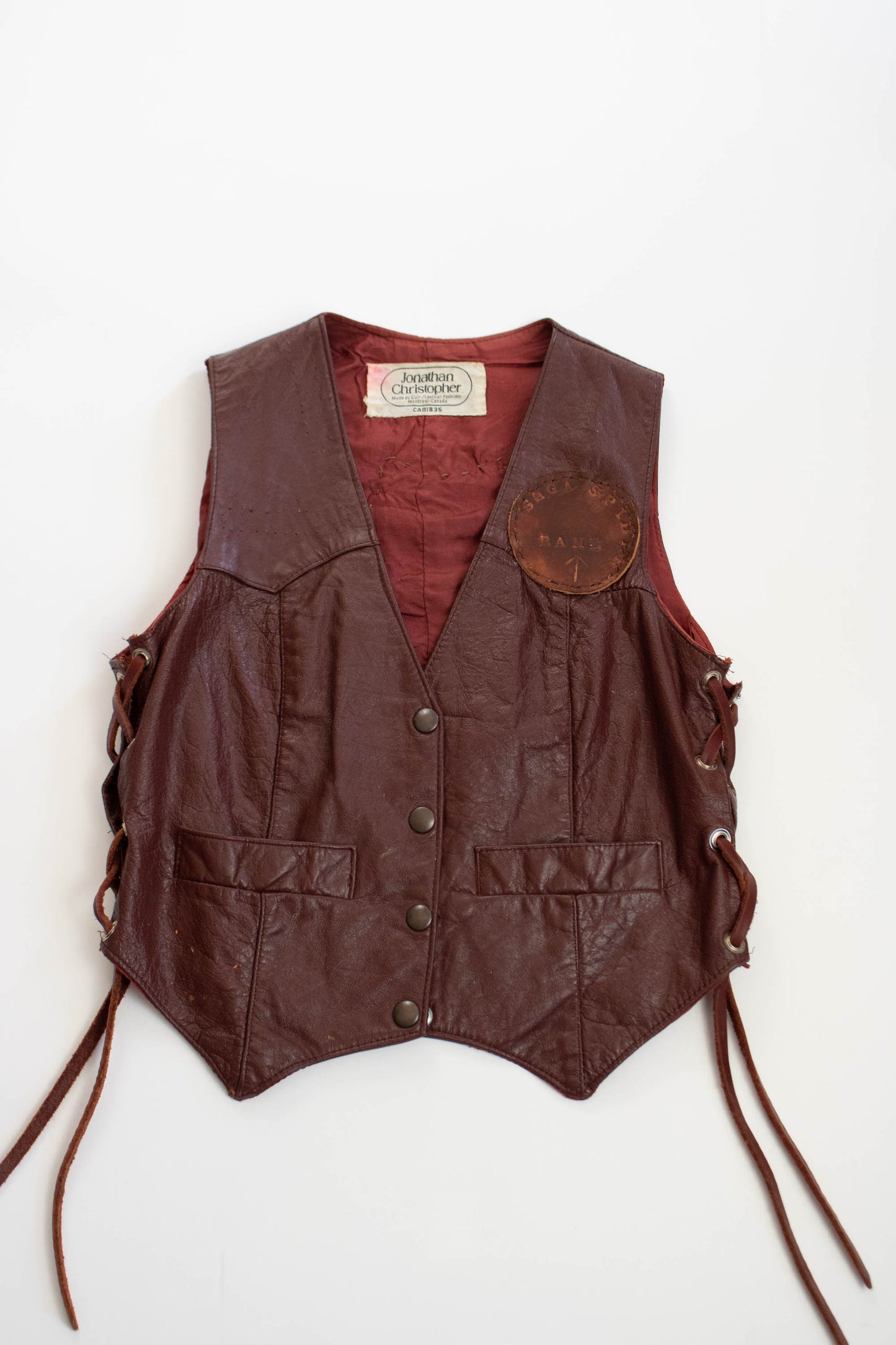 Vintage 1970s Lace Up Leather Vest