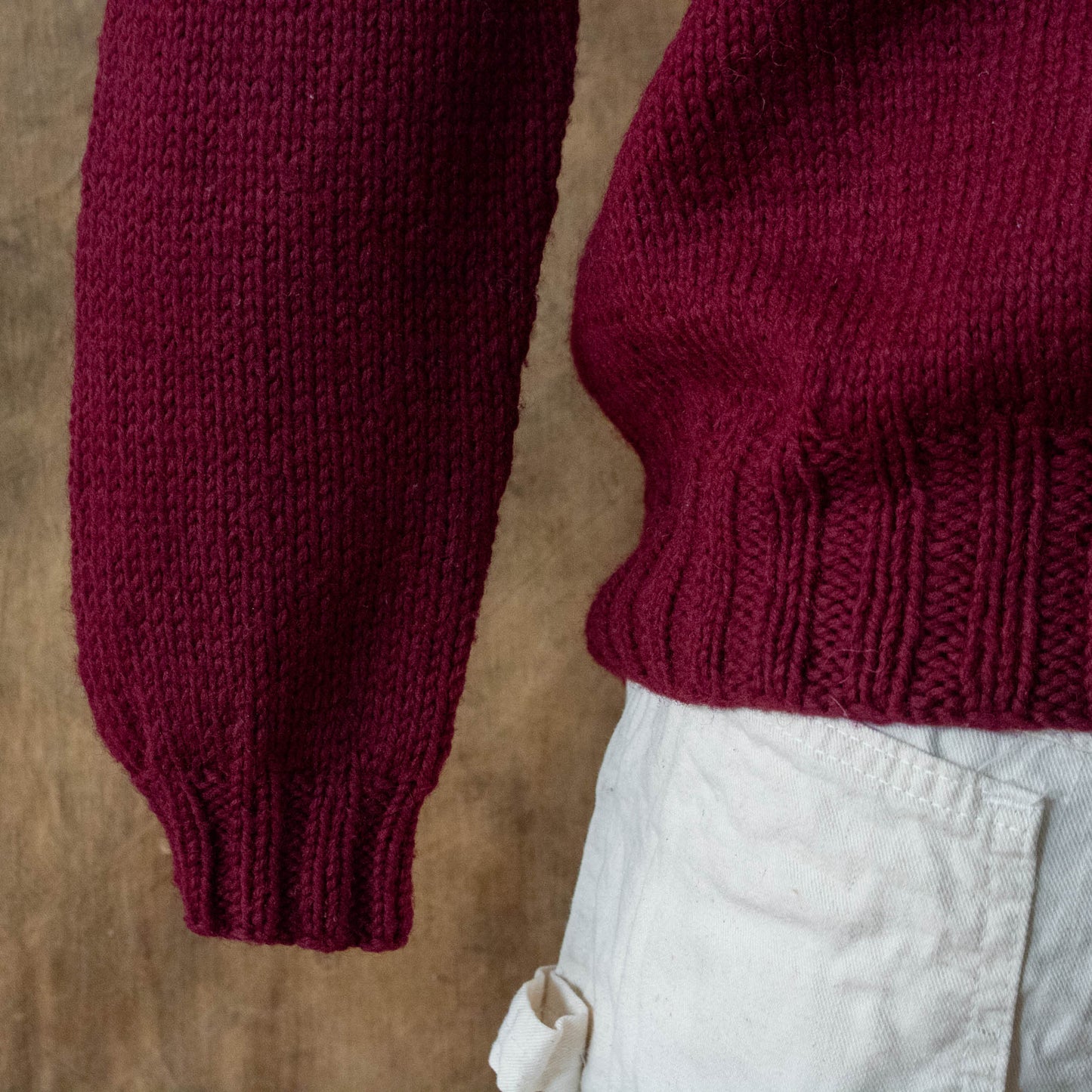 Vintage Small Medium Burgundy Wool Sweater with Camp Patch
