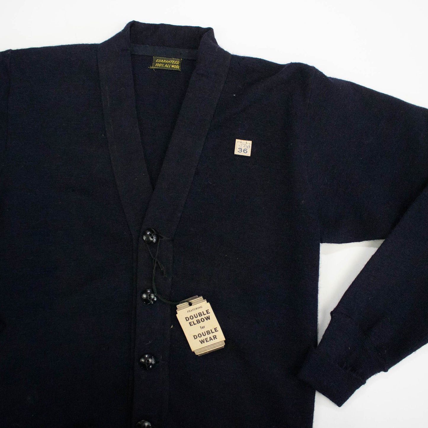 Deadstock 40s Navy Blue Wool Cardigan