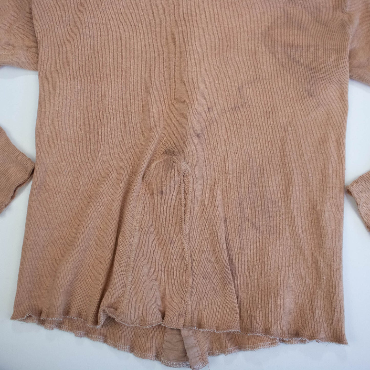 Cotton Camel Colored Long Underwear Cardigan