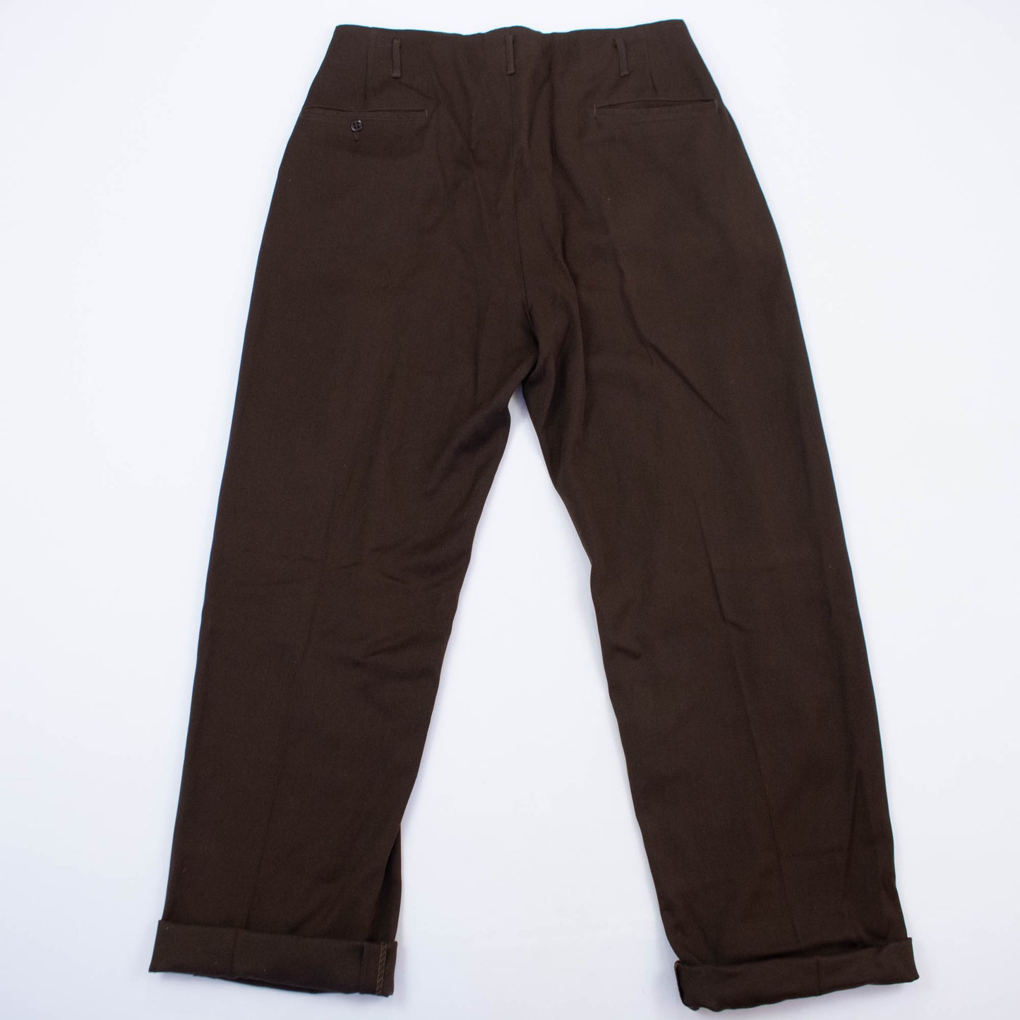 Waist Sz 34 50s Drop Loop Deadstock Brown Gaberdine Slacks
