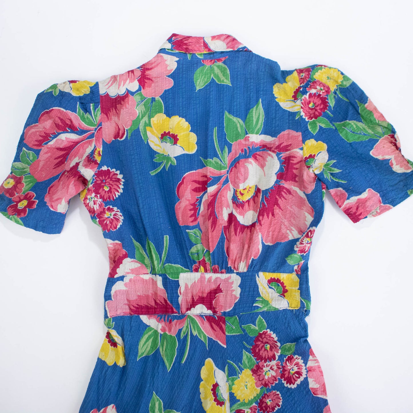 40s Floral Seersucker Dressing Gown
