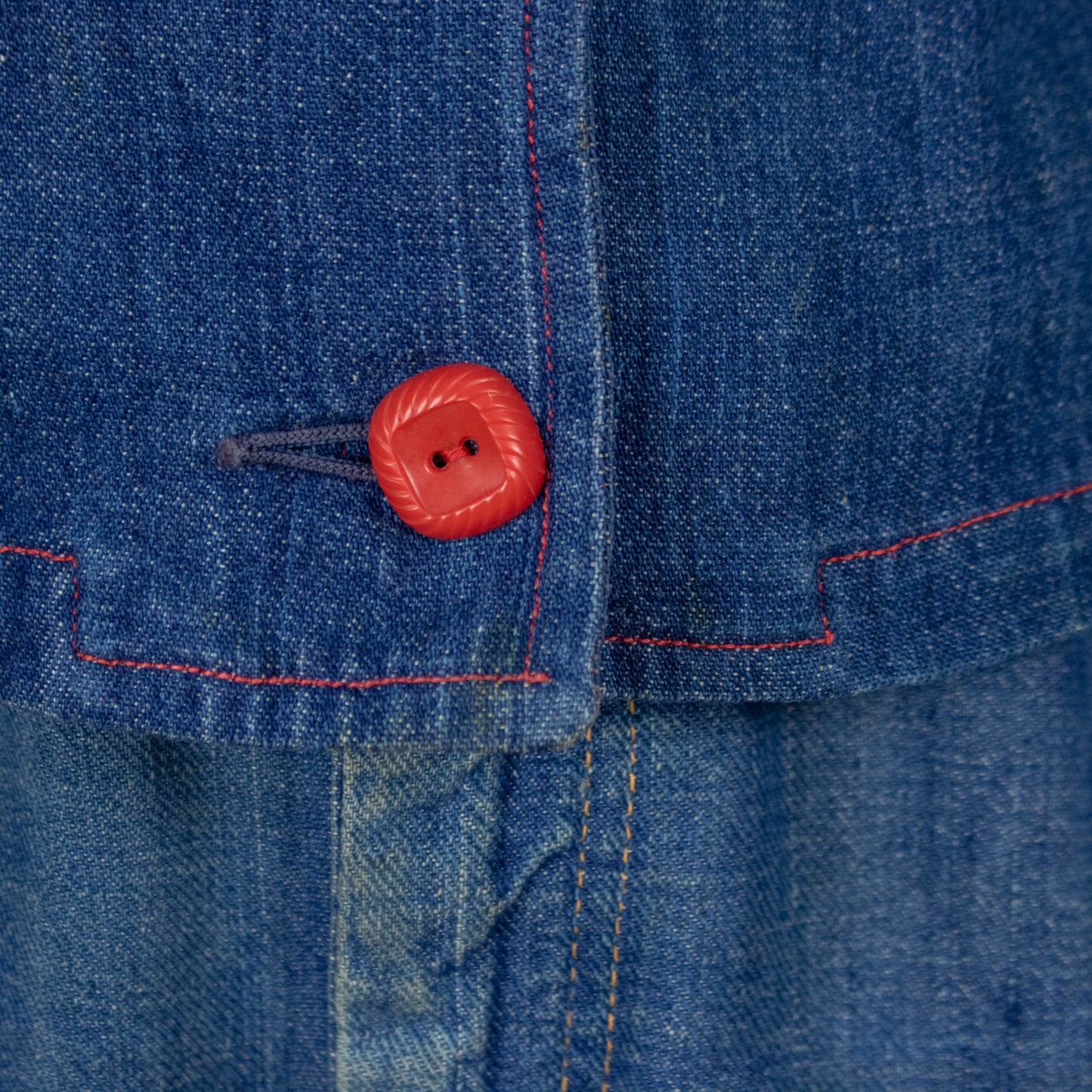 Vintage 40s Medium Sized Western Cut Denim Jacket with Smiley Pockets