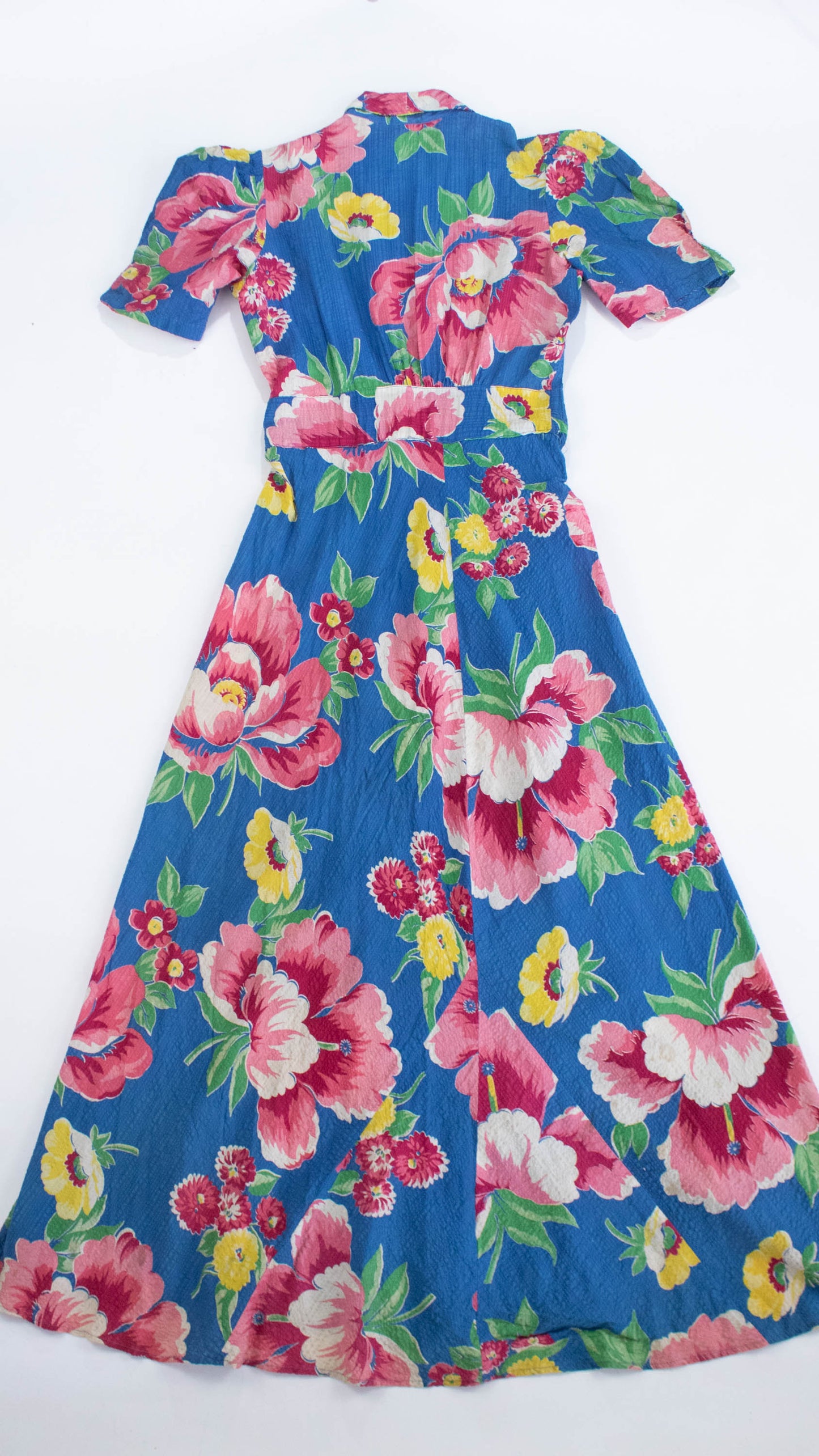 40s Floral Seersucker Dressing Gown