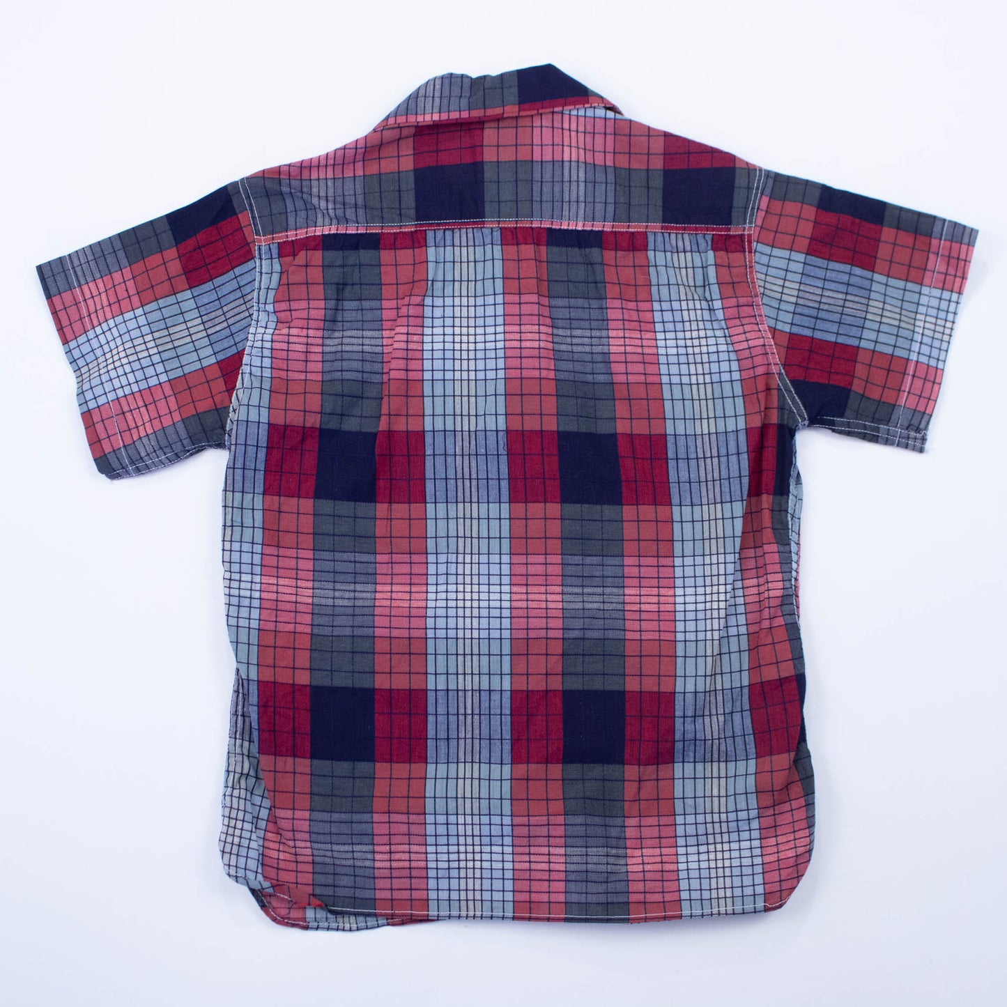 50's Xs Small Deadstock Plaid Button Up Blouse