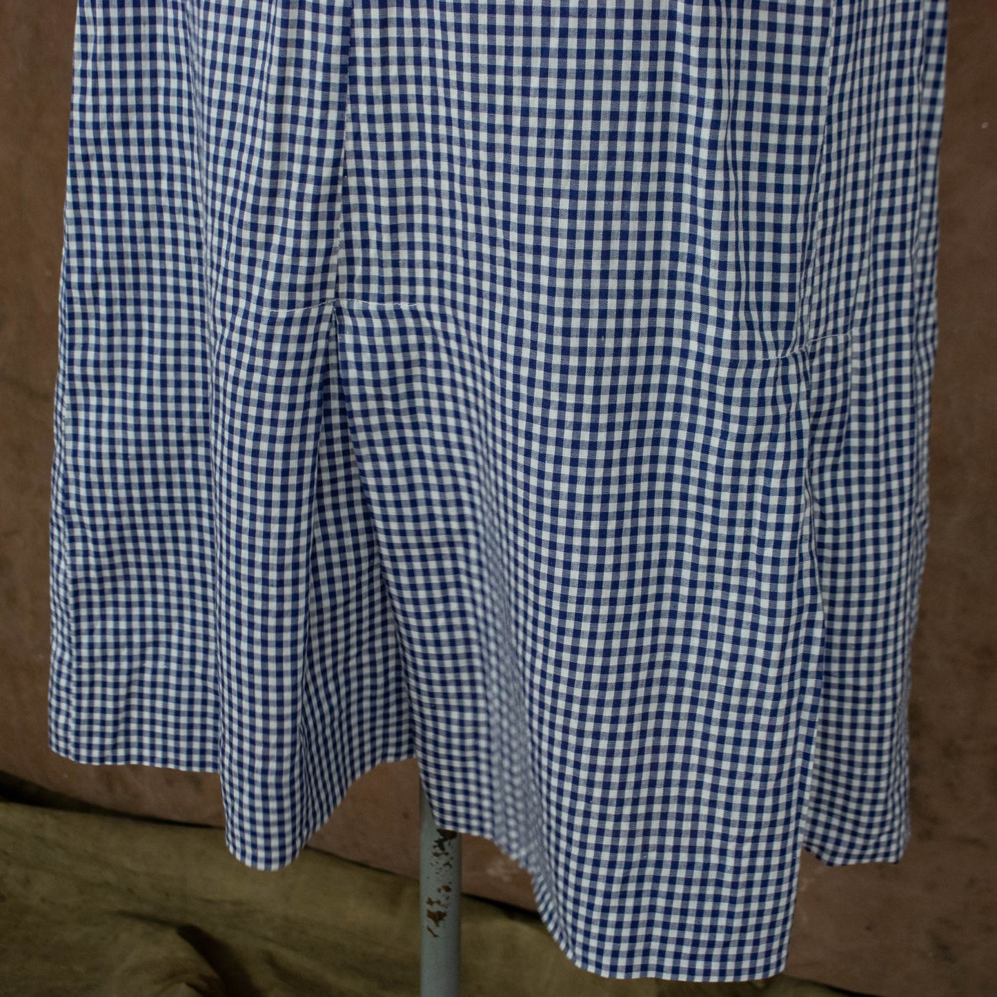 Vintage 50s Small Medium Gingham & Lace Dress