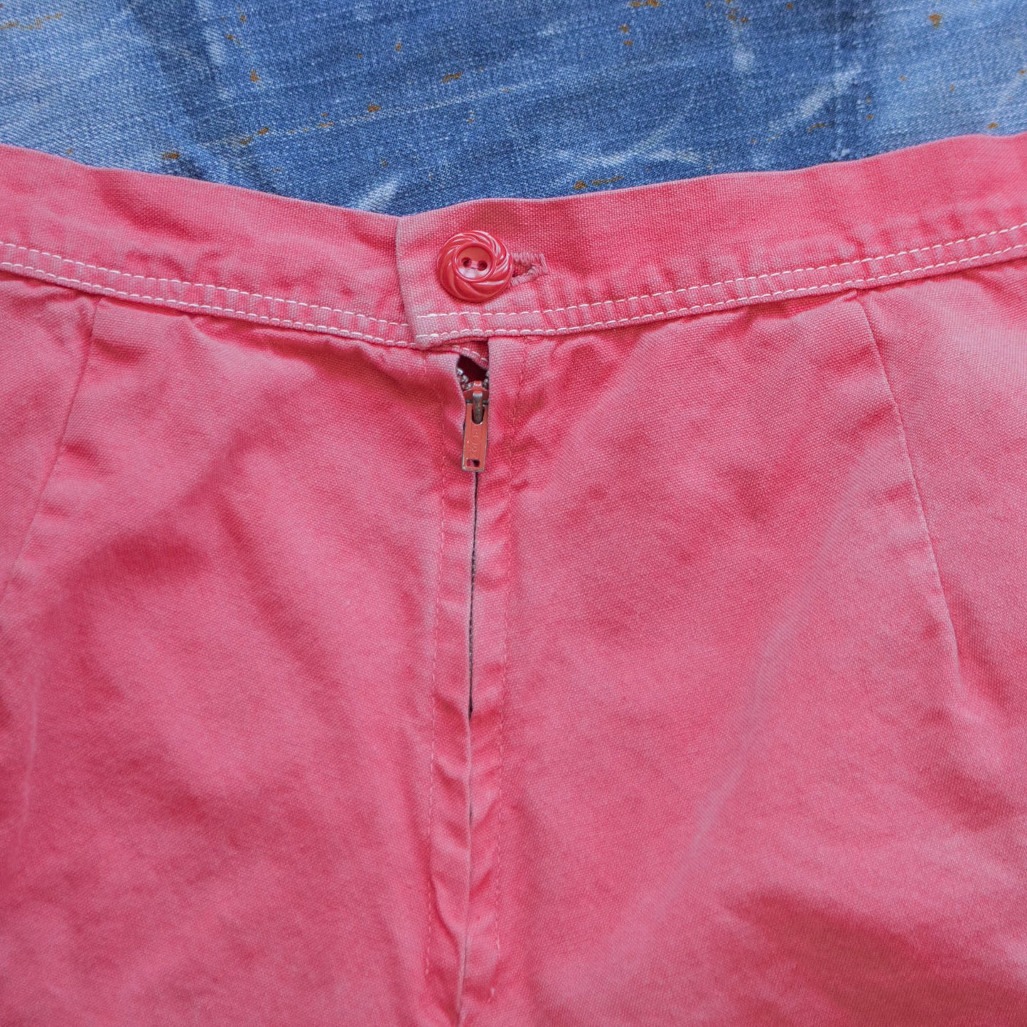 Vintage 40s Waist Size 32 Faded Red Shorts with Decorative Buttons