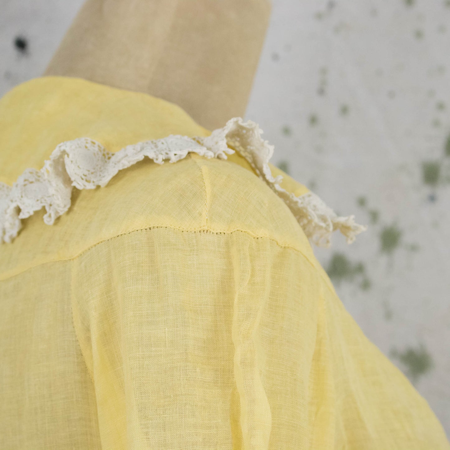 Vintage Womens 30s Small Medium Yellow Drop Waist Pull Over Dress
