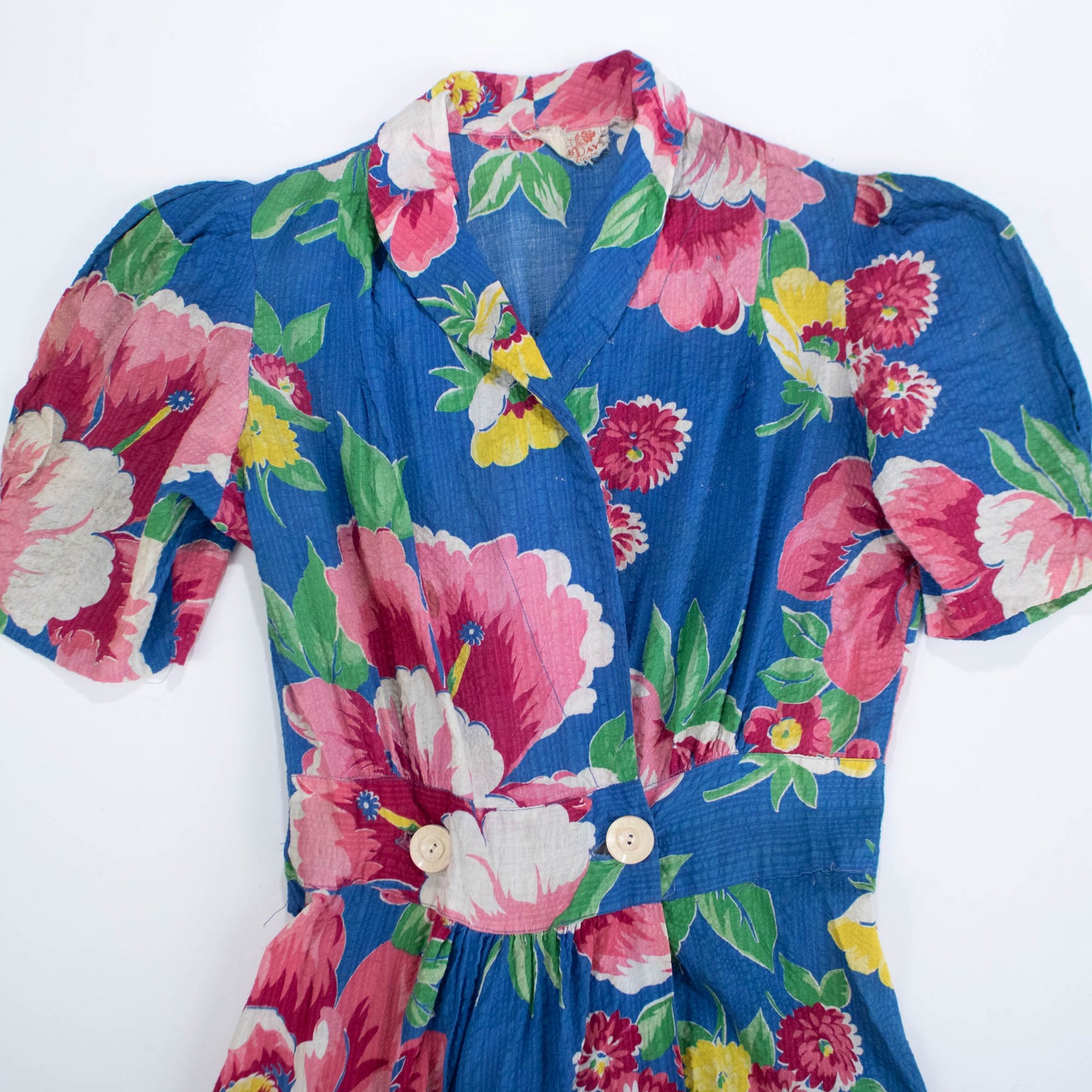 40s Floral Seersucker Dressing Gown