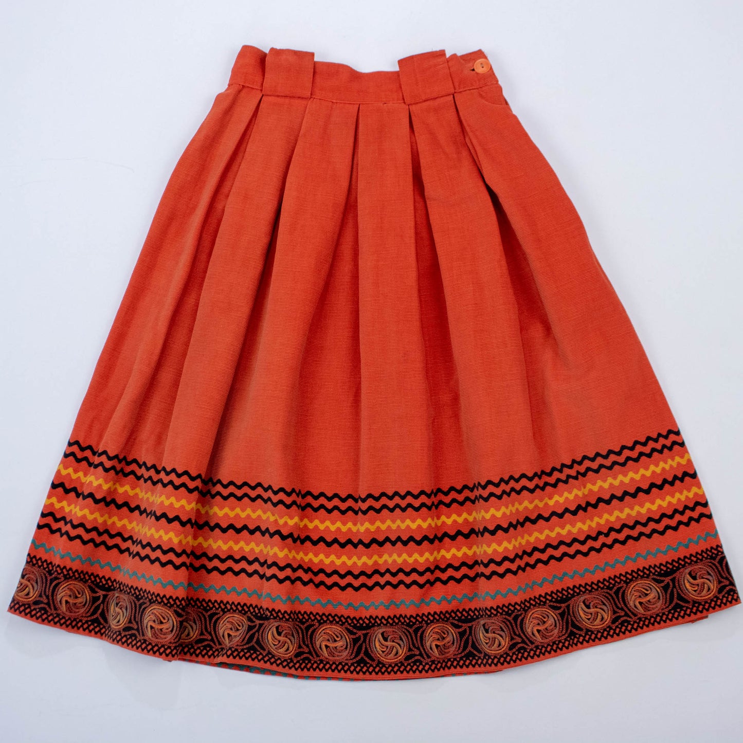 Waist sz 24 25 40s 50s Orange Corduroy Skirt