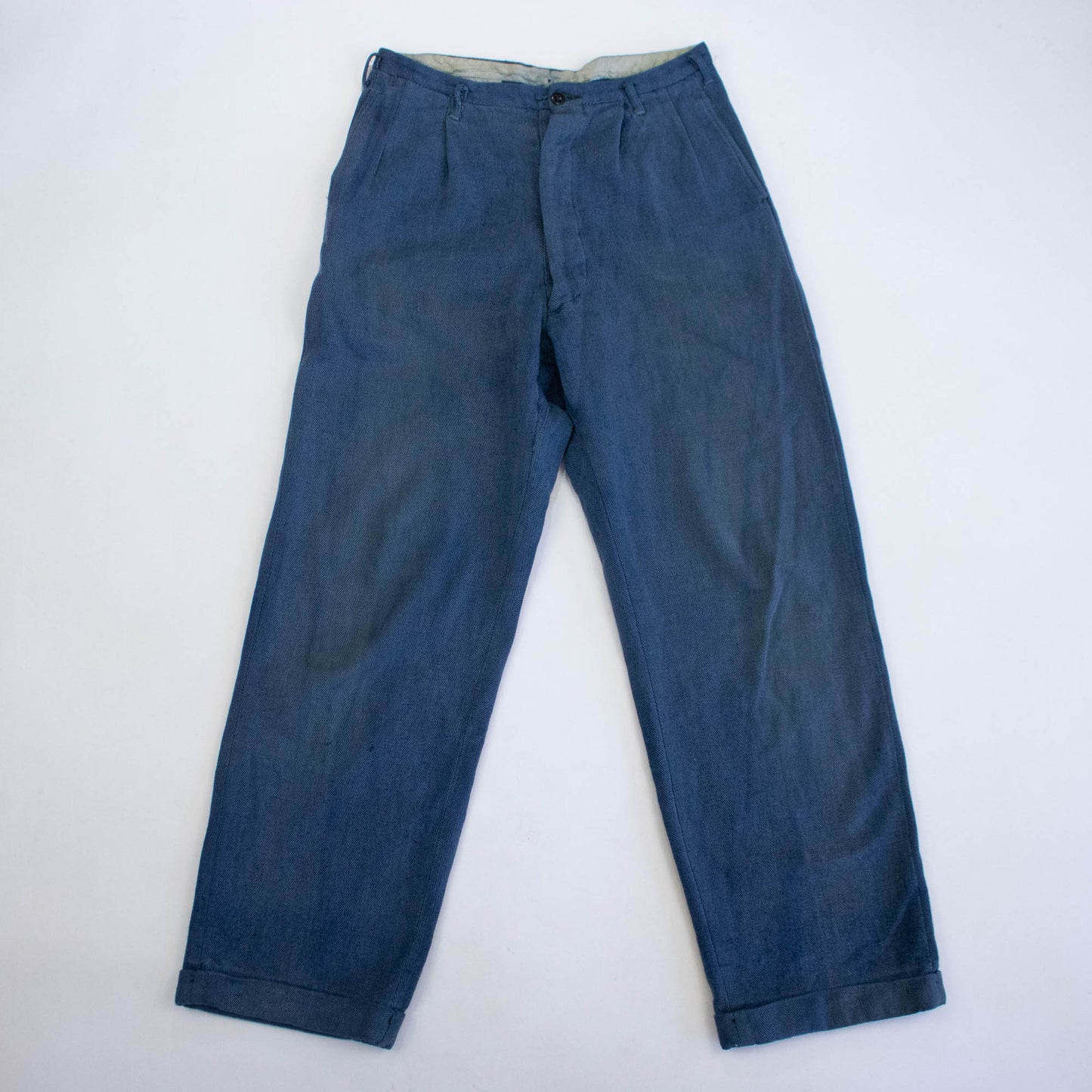30s/40s Herringbone Wool Blend Trousers