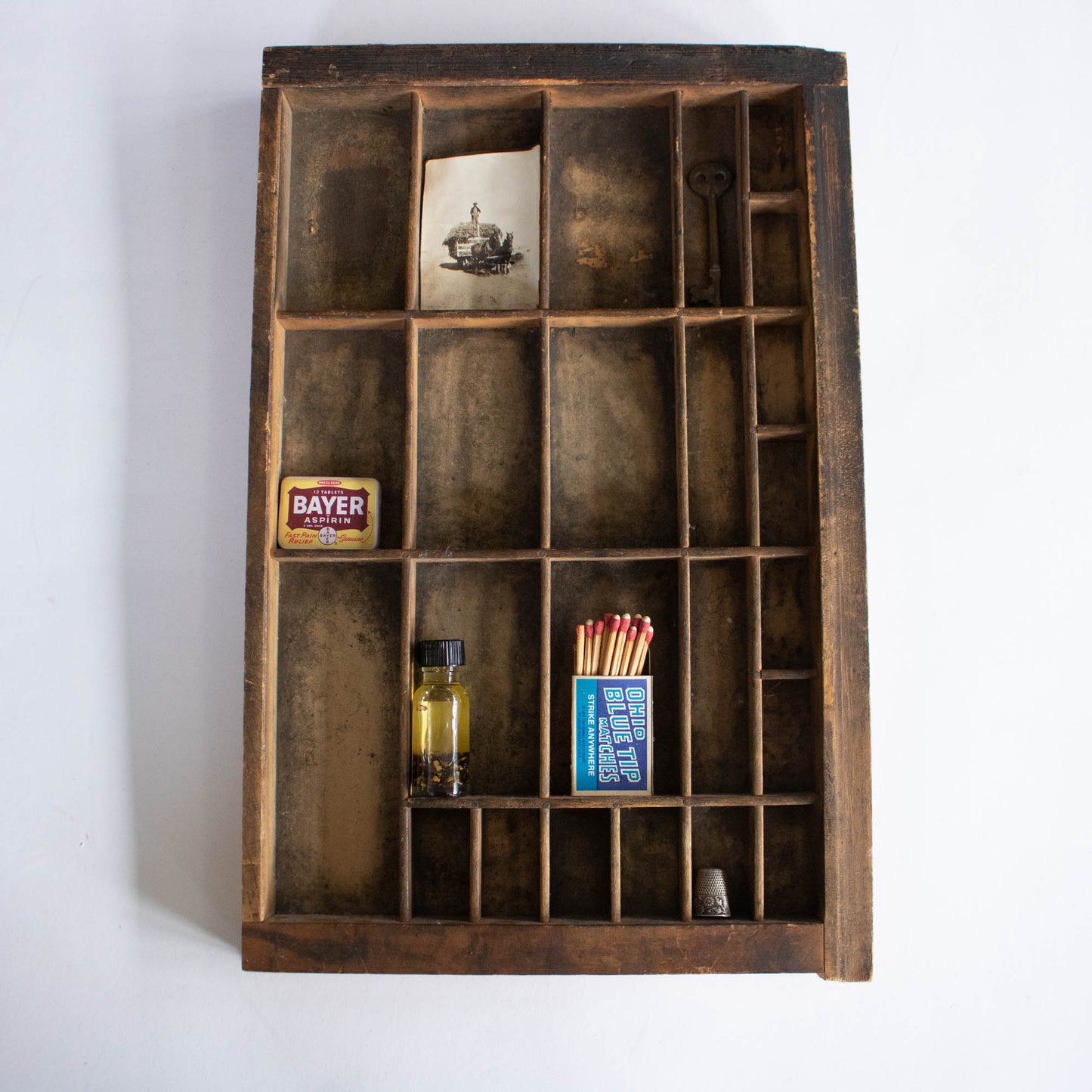 Antique Printers Tray Display Shelf