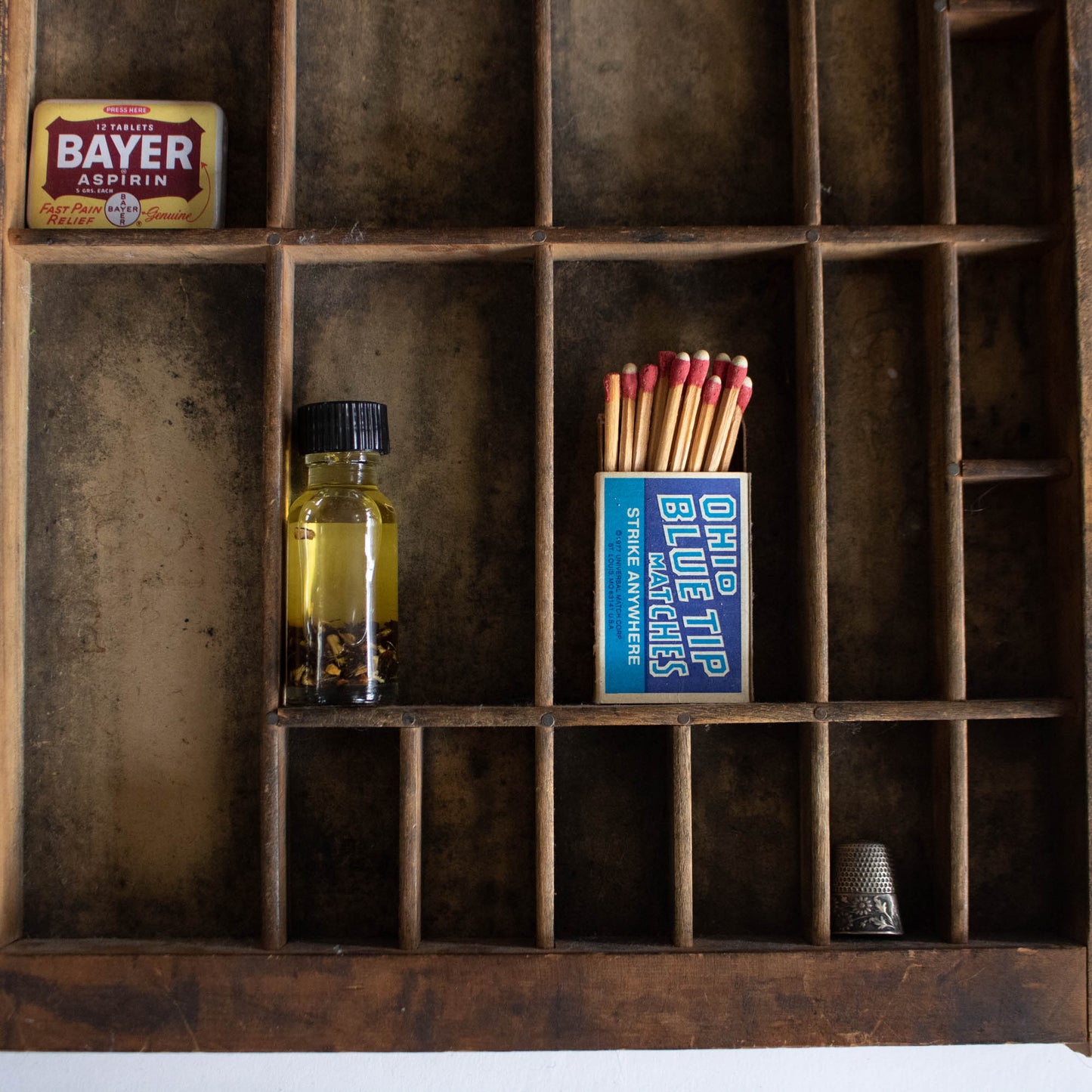 Antique Printers Tray Display Shelf