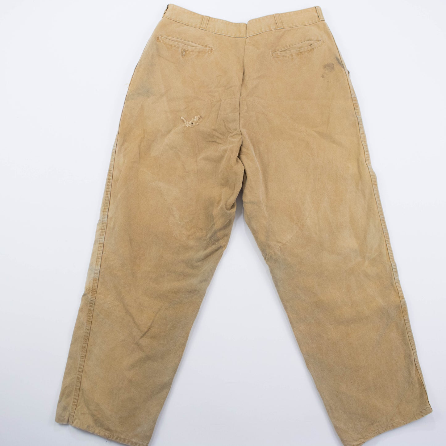 70s Sz 34 Waist Tan Canvas Double Knee Hunting Pants