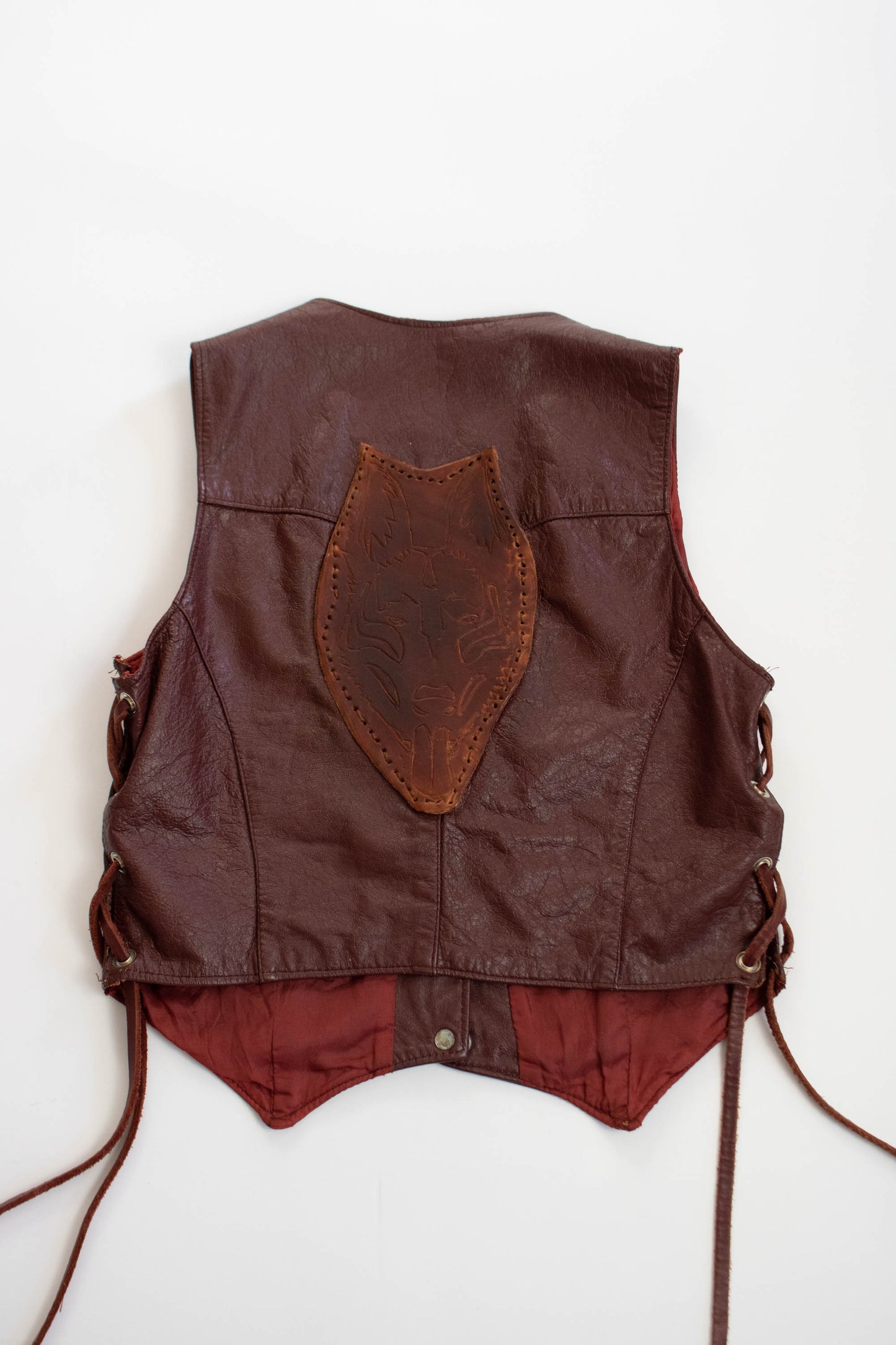 Vintage 1970s Lace Up Leather Vest