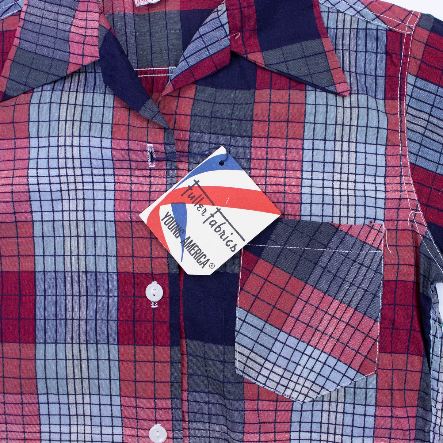 50's Xs Small Deadstock Plaid Button Up Blouse