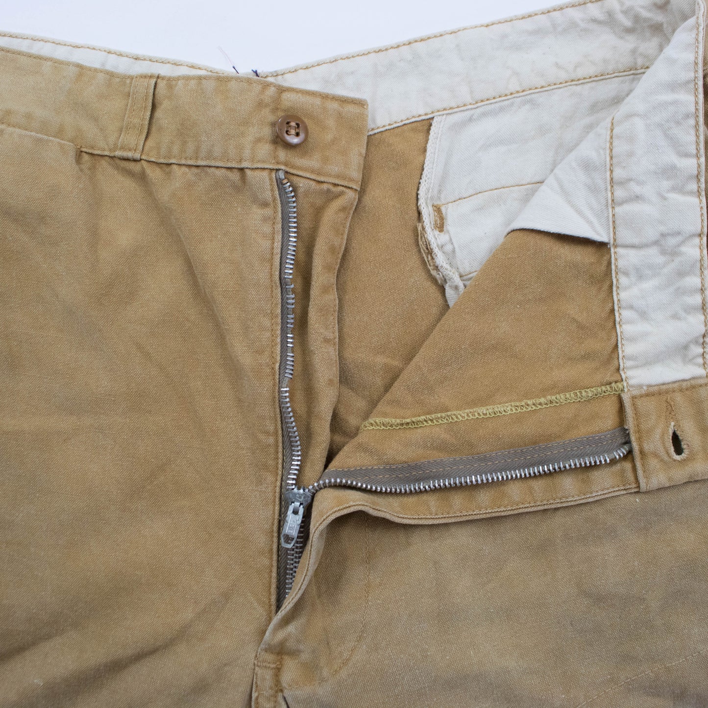 70s Sz 34 Waist Tan Canvas Double Knee Hunting Pants
