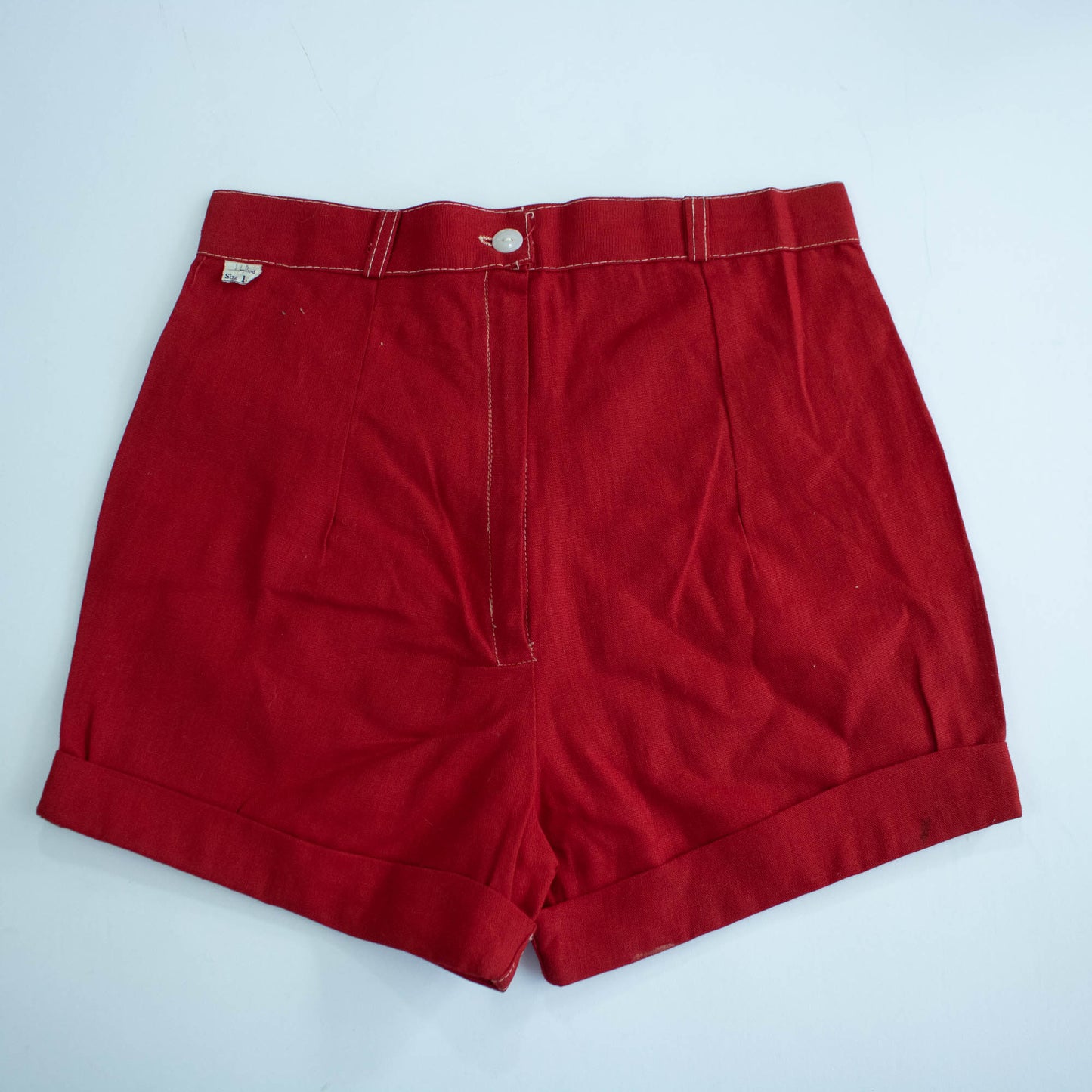 Deadstock 50s Red Cotton Shorts 26