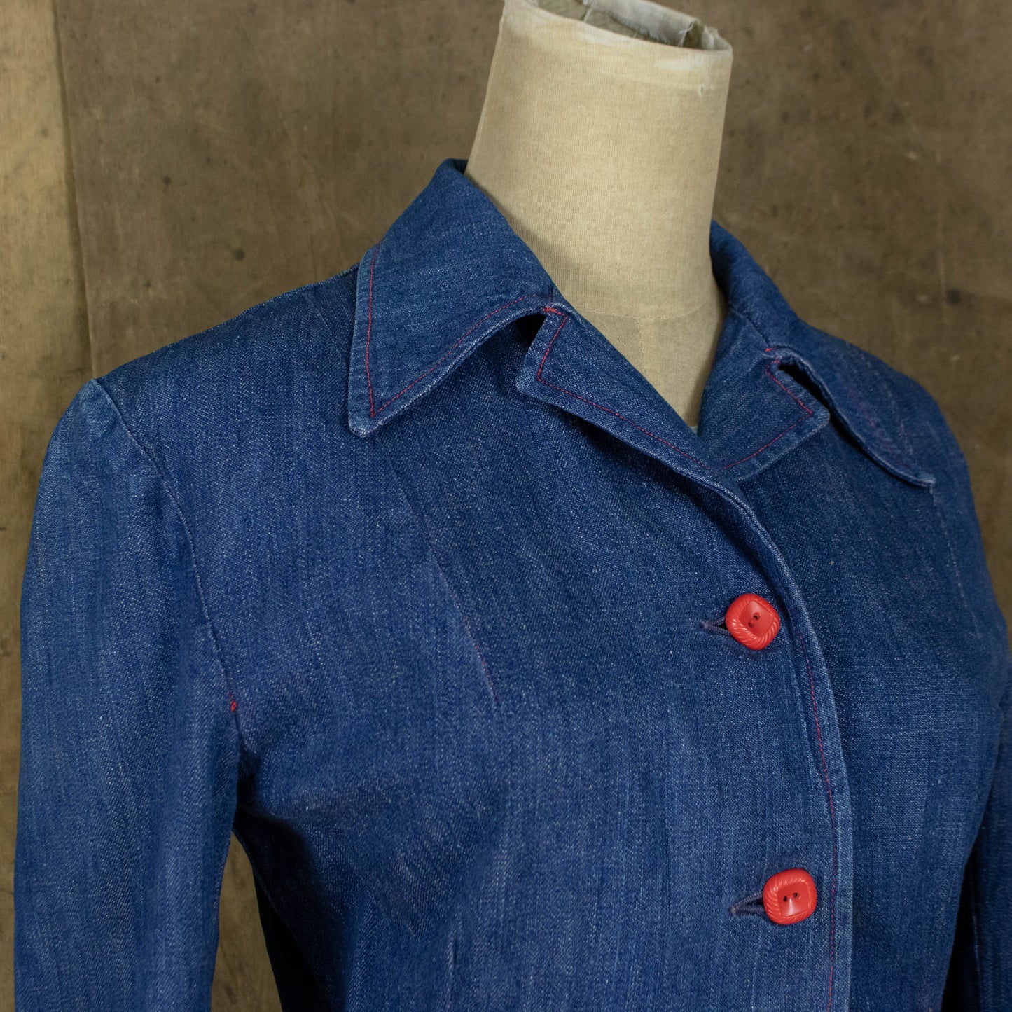 Vintage 40s Medium Sized Western Cut Denim Jacket with Smiley Pockets
